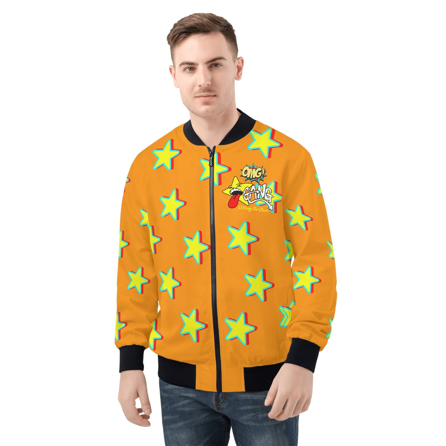 Star Gang Mens Orange Zip Up Jacket