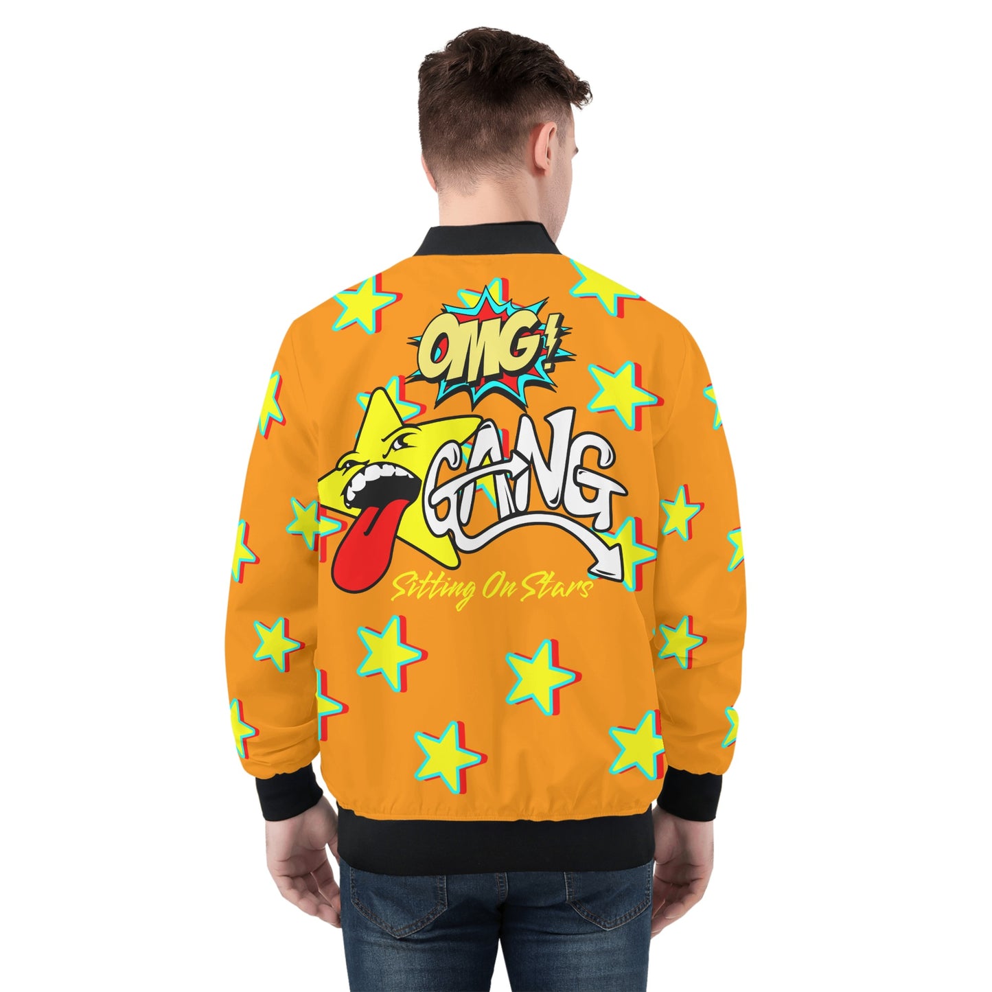 Star Gang Mens Orange Zip Up Jacket