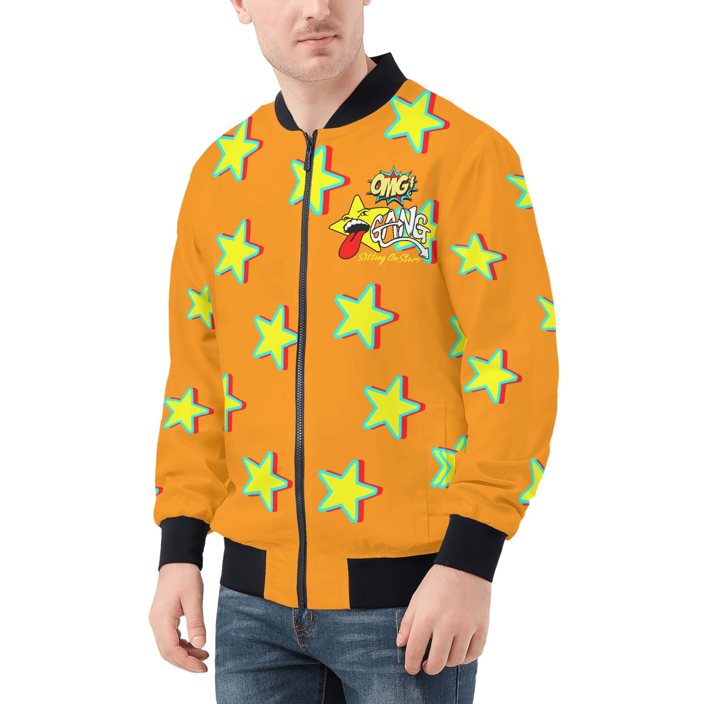 Star Gang Mens Orange Zip Up Jacket