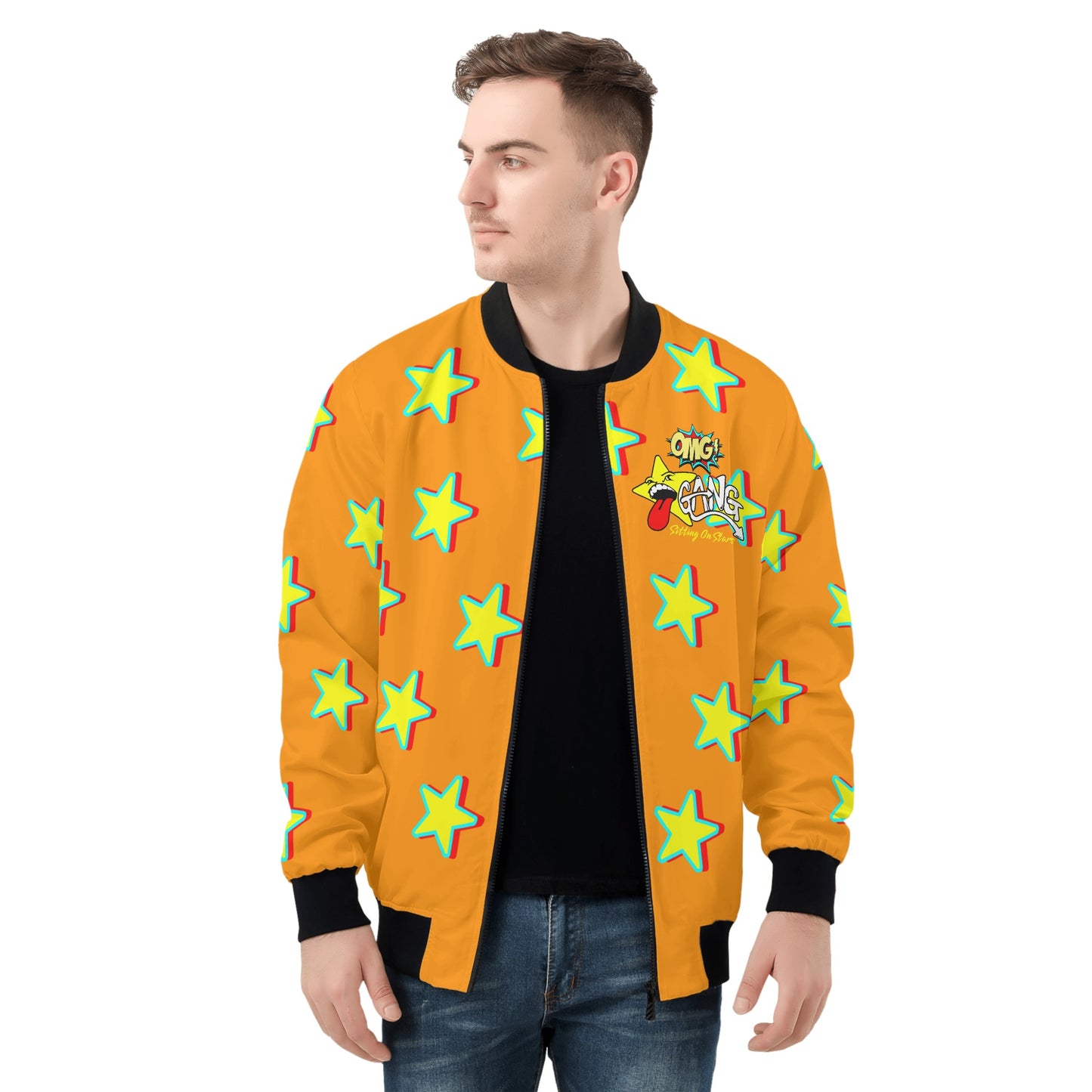 Star Gang Mens Orange Zip Up Jacket