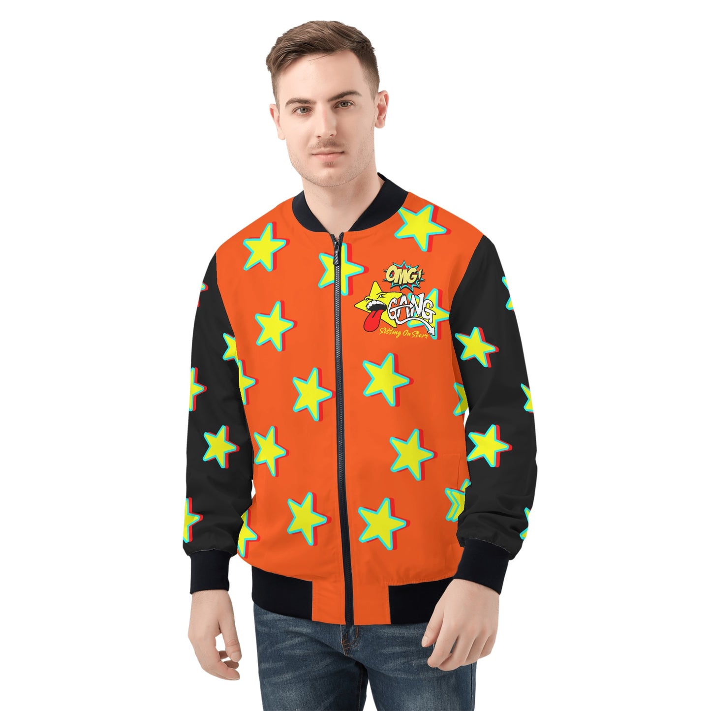 Star Gang Mens Dark Orange Zip Up Jacket