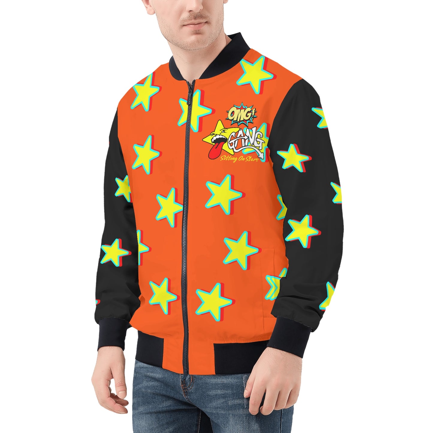 Star Gang Mens Dark Orange Zip Up Jacket