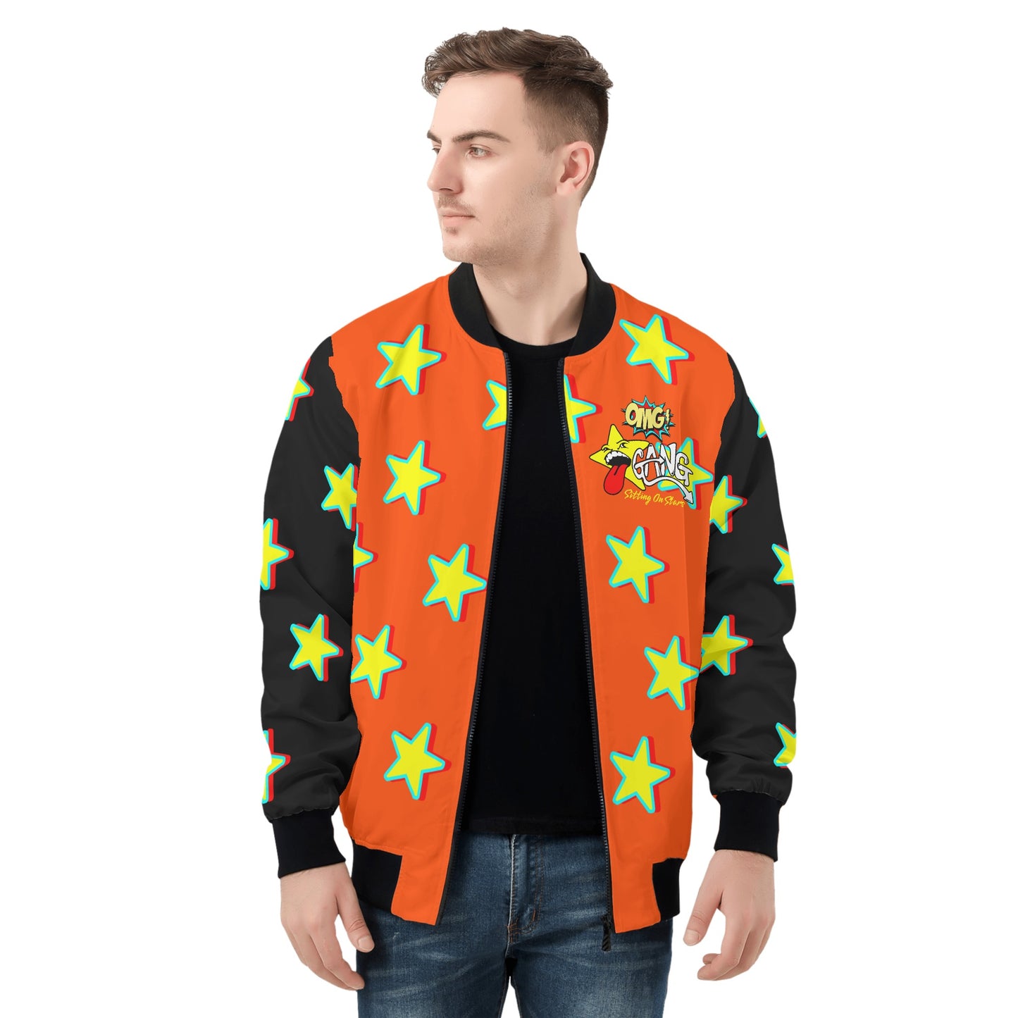 Star Gang Mens Dark Orange Zip Up Jacket