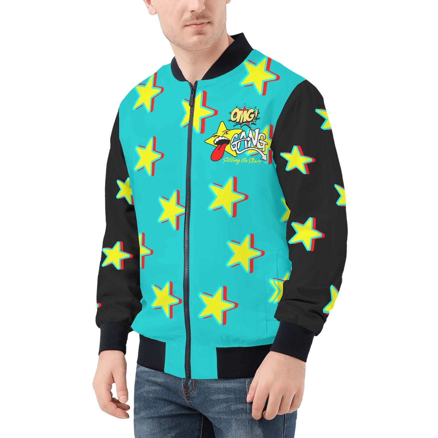 Star Gang Mens Turquoise Zip Up Jacket