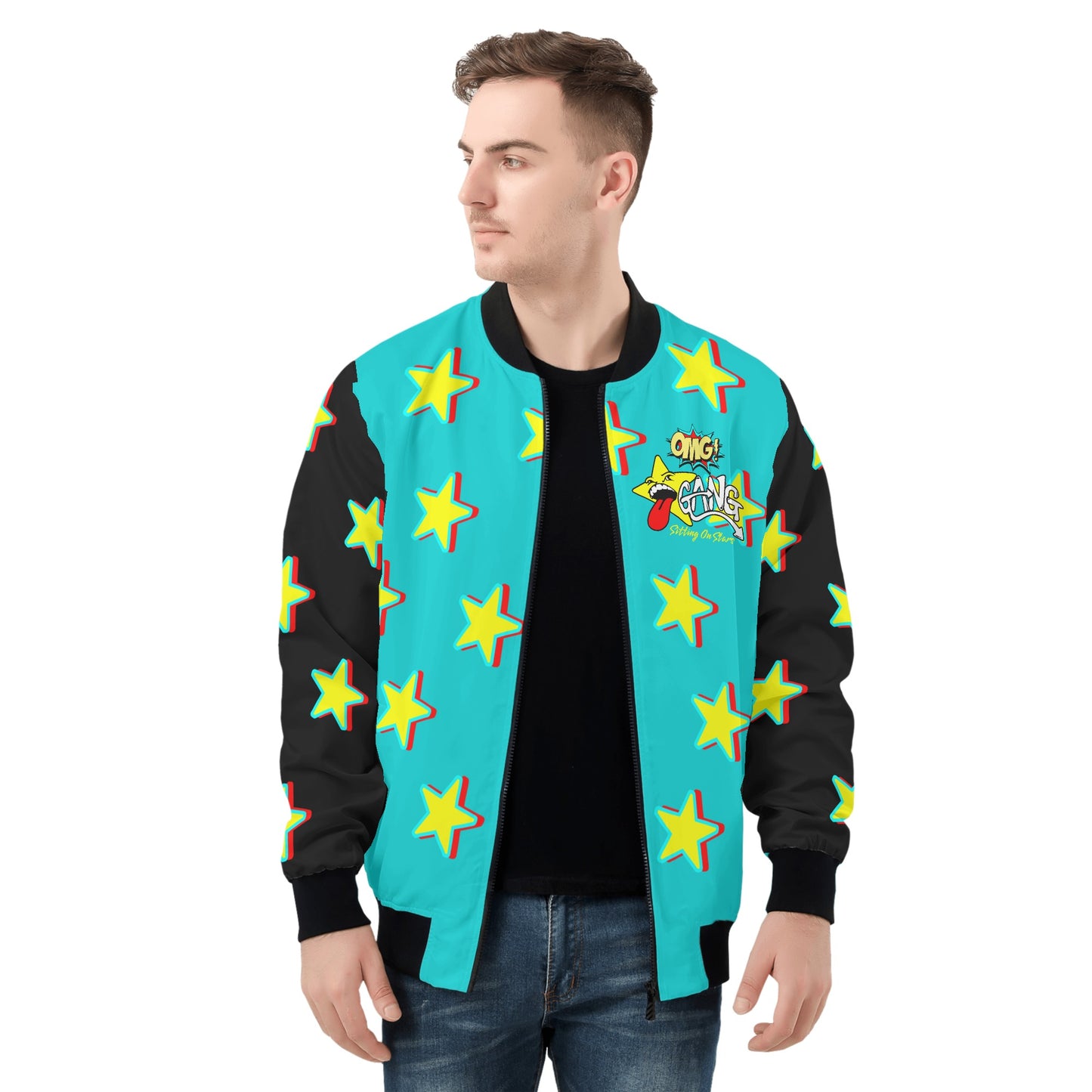 Star Gang Mens Turquoise Zip Up Jacket