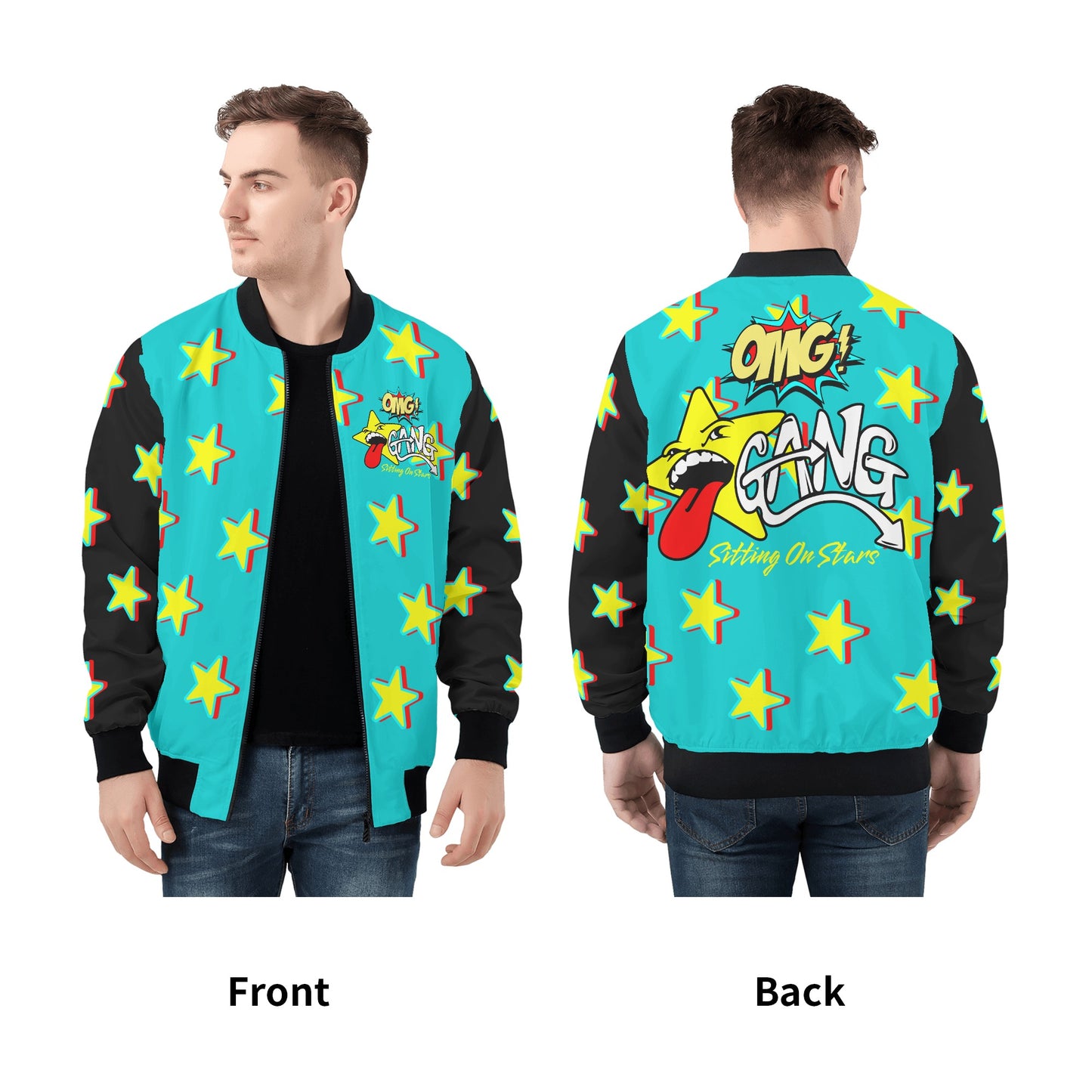 Star Gang Mens Turquoise Zip Up Jacket