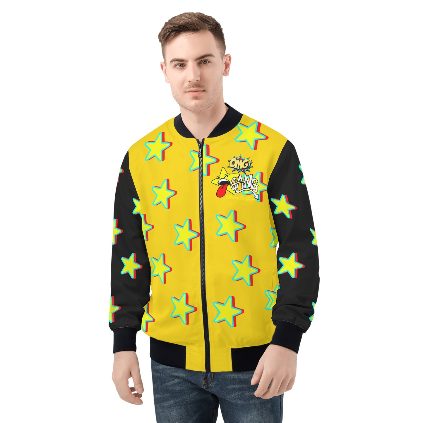 Star Gang Mens Gold Zip Up Jacket