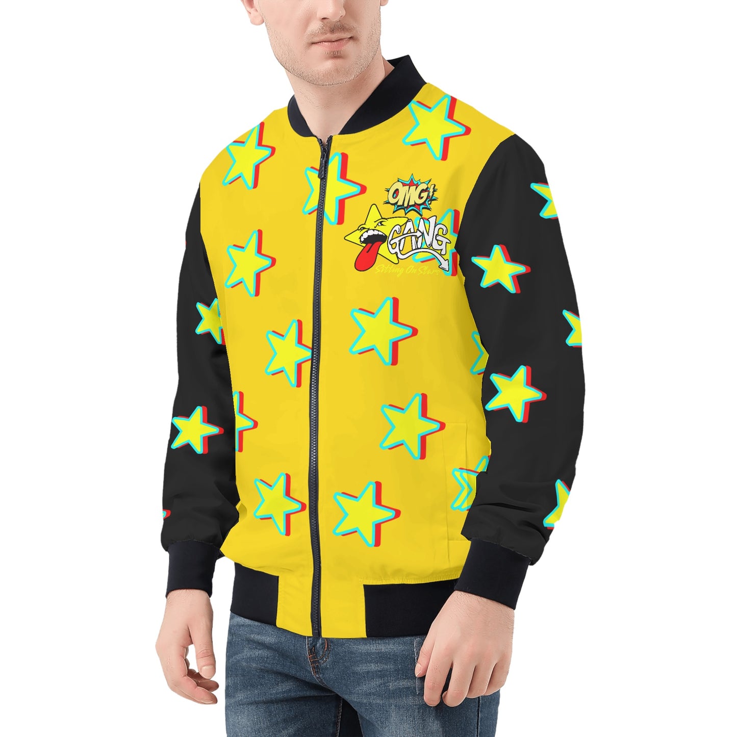 Star Gang Mens Gold Zip Up Jacket