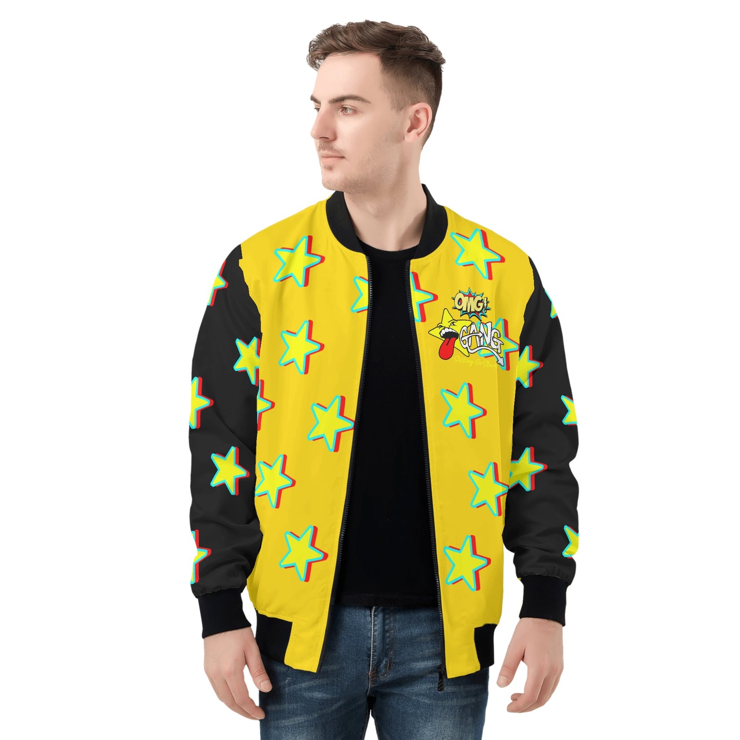 Star Gang Mens Gold Zip Up Jacket