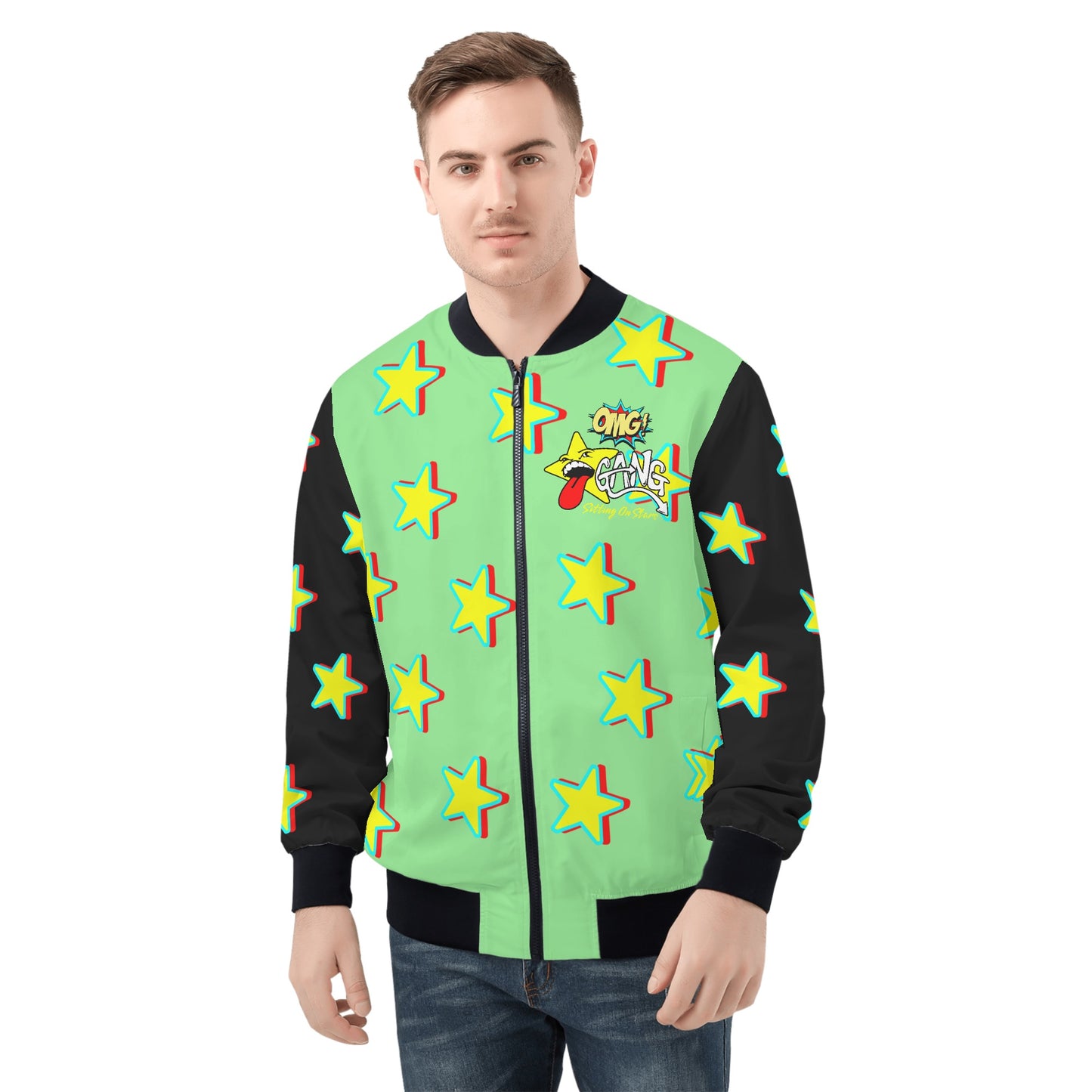 Star Gang Mens Mint Green Zip Up Jacket