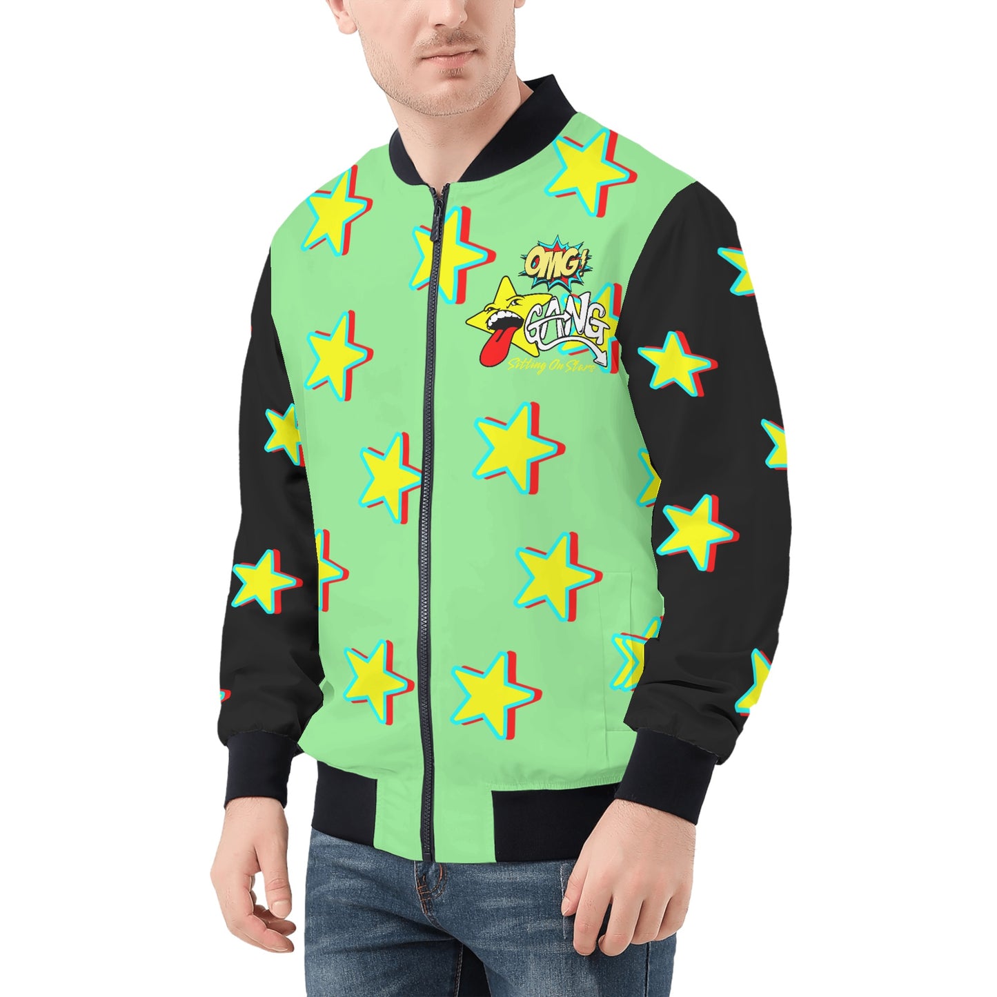 Star Gang Mens Mint Green Zip Up Jacket