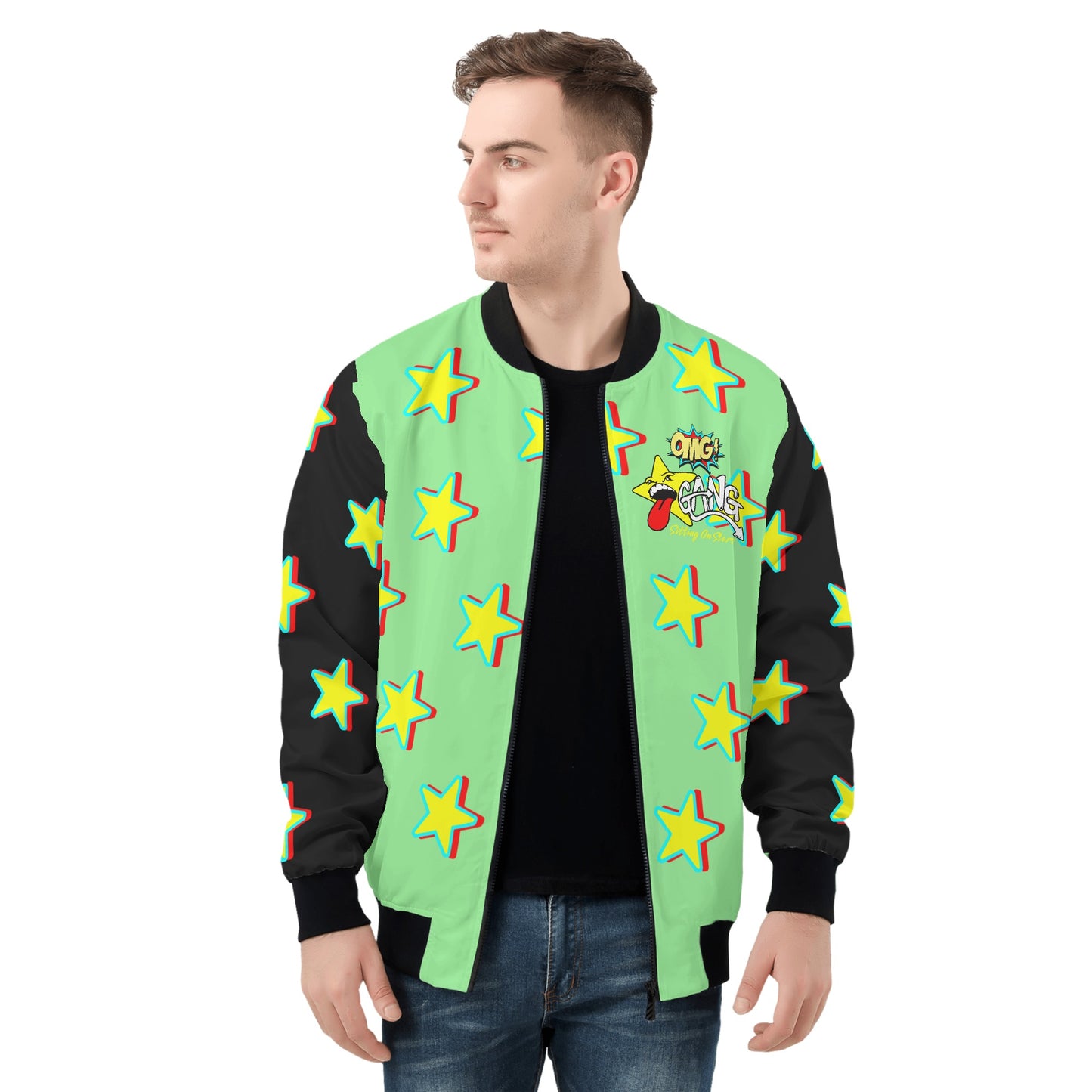 Star Gang Mens Mint Green Zip Up Jacket