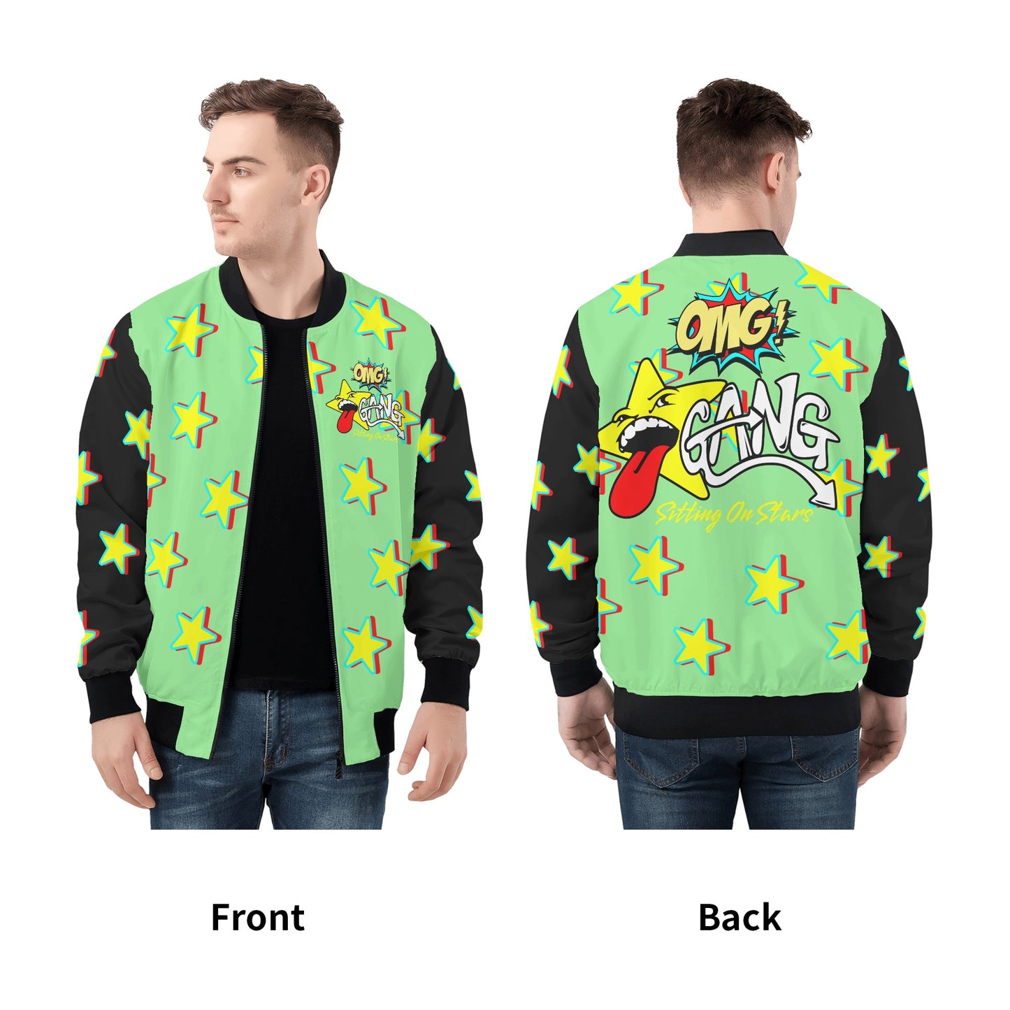 Star Gang Mens Mint Green Zip Up Jacket