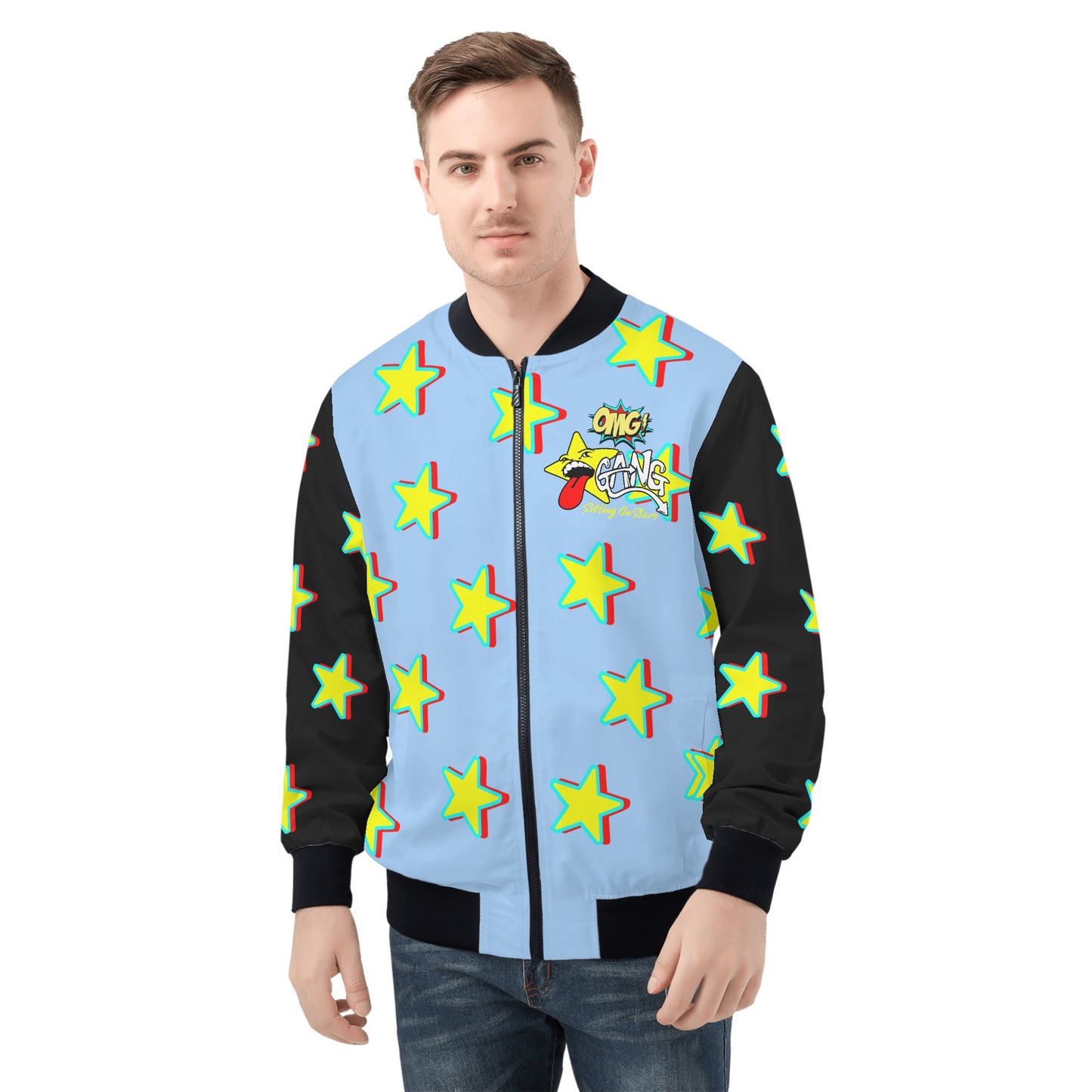 Star Gang Mens Sky Blue Zip Up Jacket