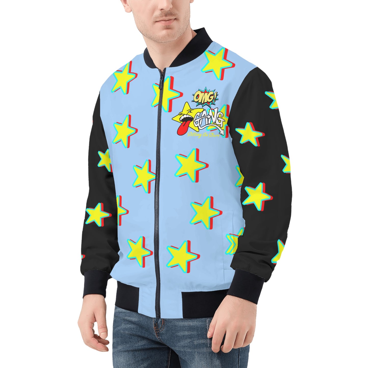 Star Gang Mens Sky Blue Zip Up Jacket