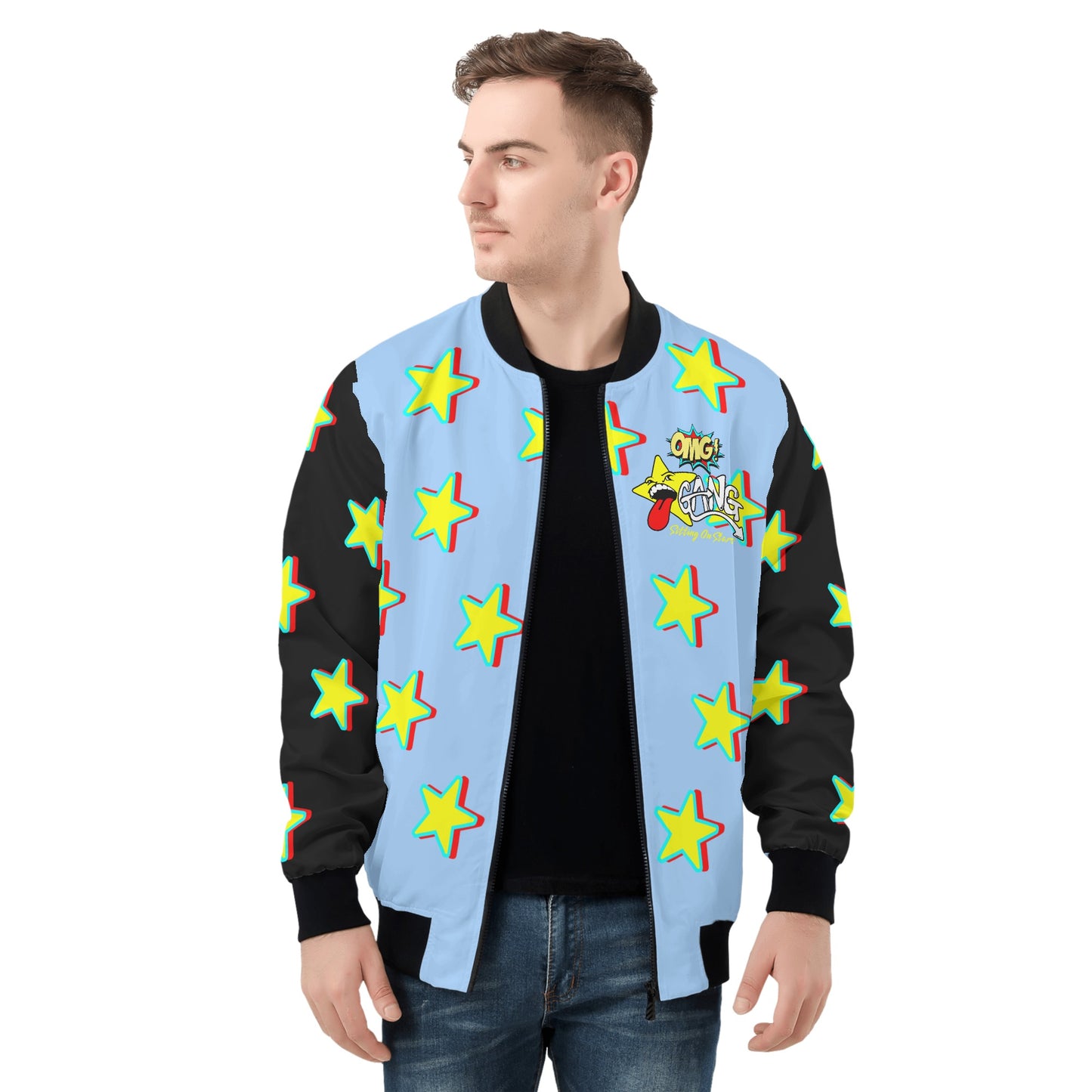 Star Gang Mens Sky Blue Zip Up Jacket