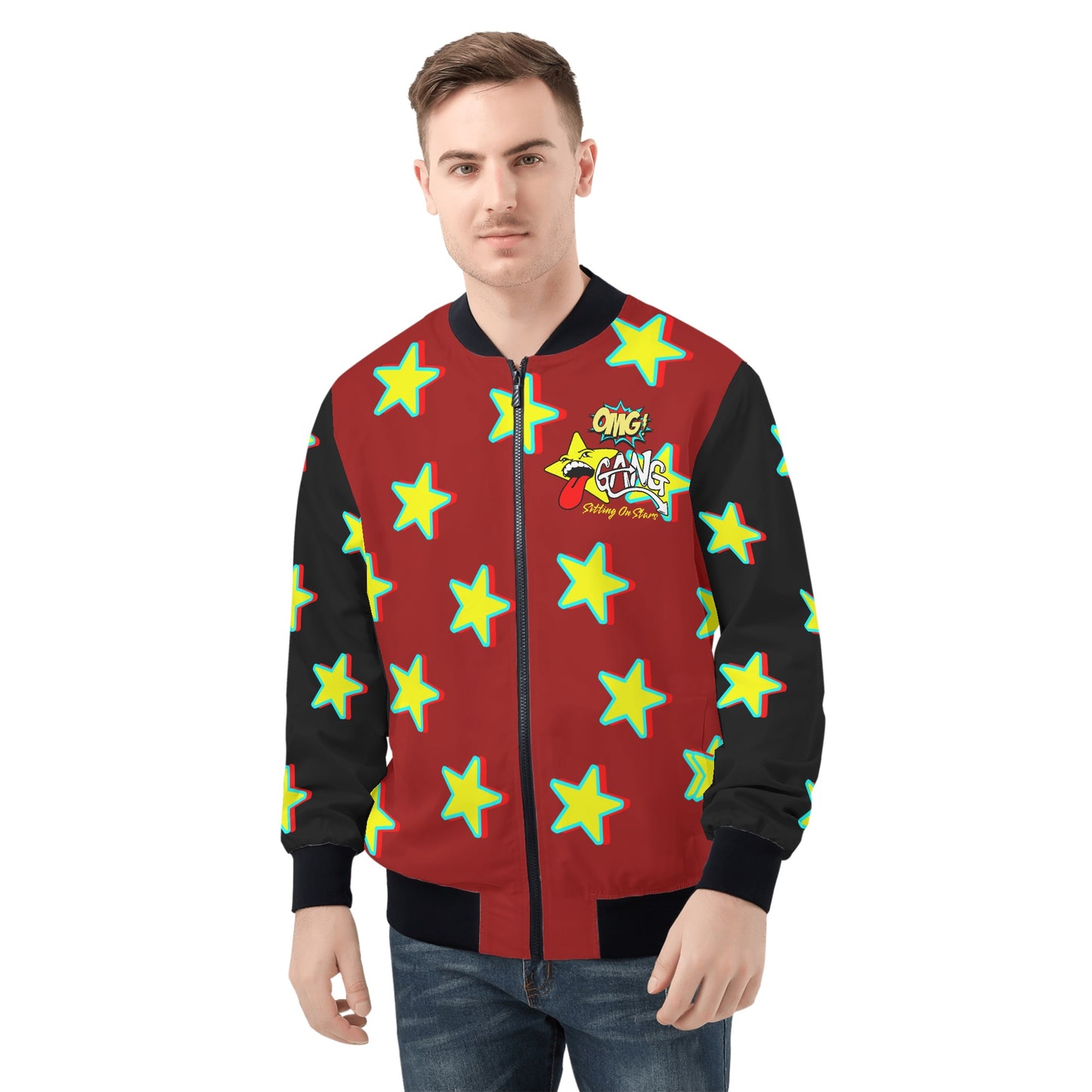 Star Gang Mens Maroon Zip Up Jacket