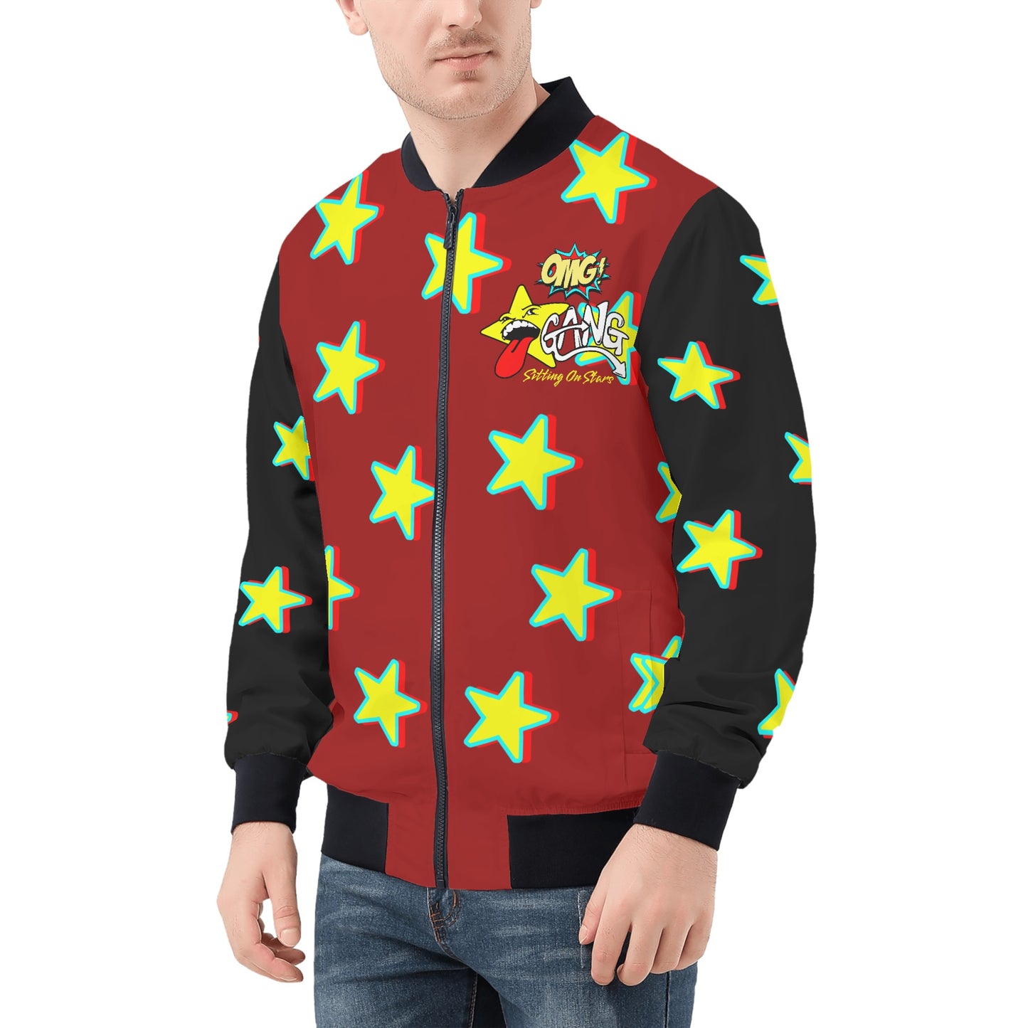 Star Gang Mens Maroon Zip Up Jacket