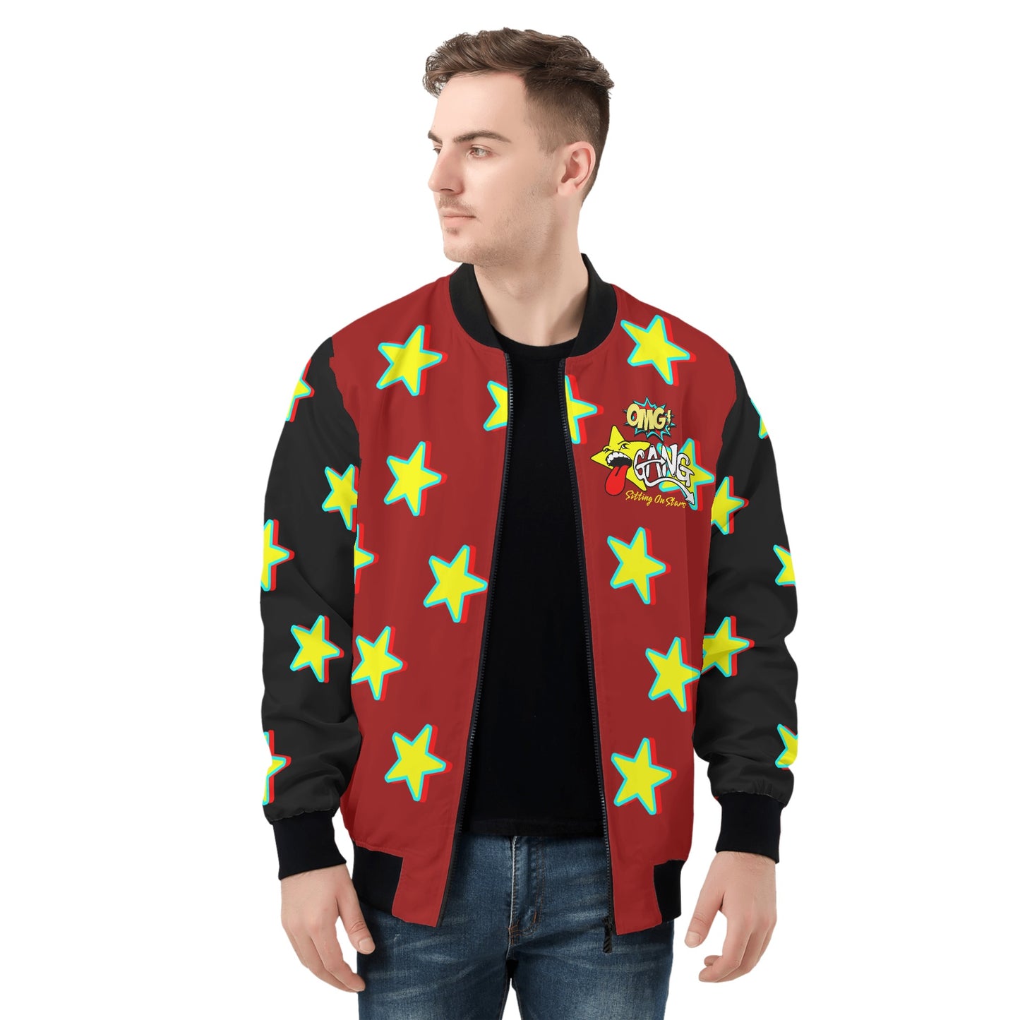 Star Gang Mens Maroon Zip Up Jacket