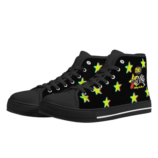 Star Gang Mens  Black Embroidered High Top Star Kicks