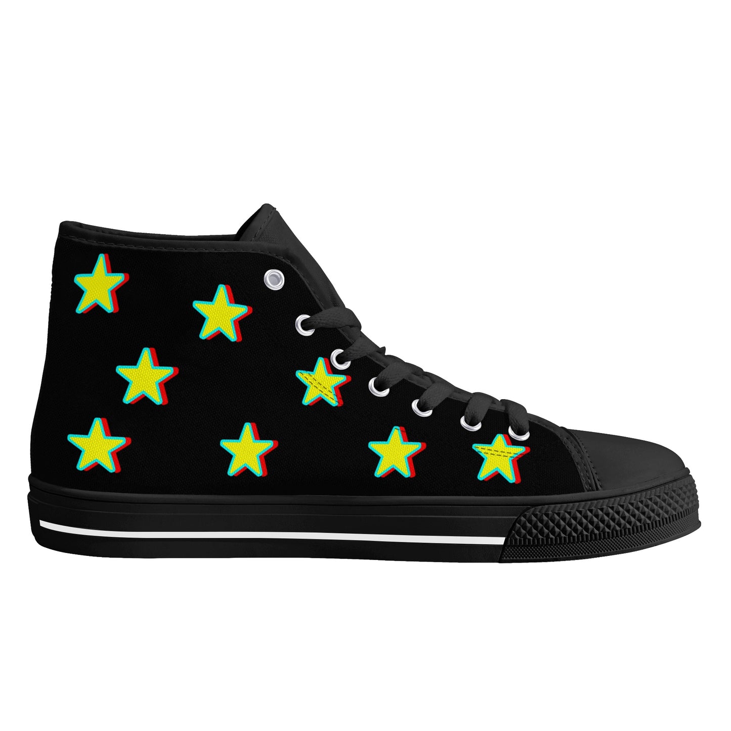 Star Gang Mens  Black Embroidered High Top Star Kicks