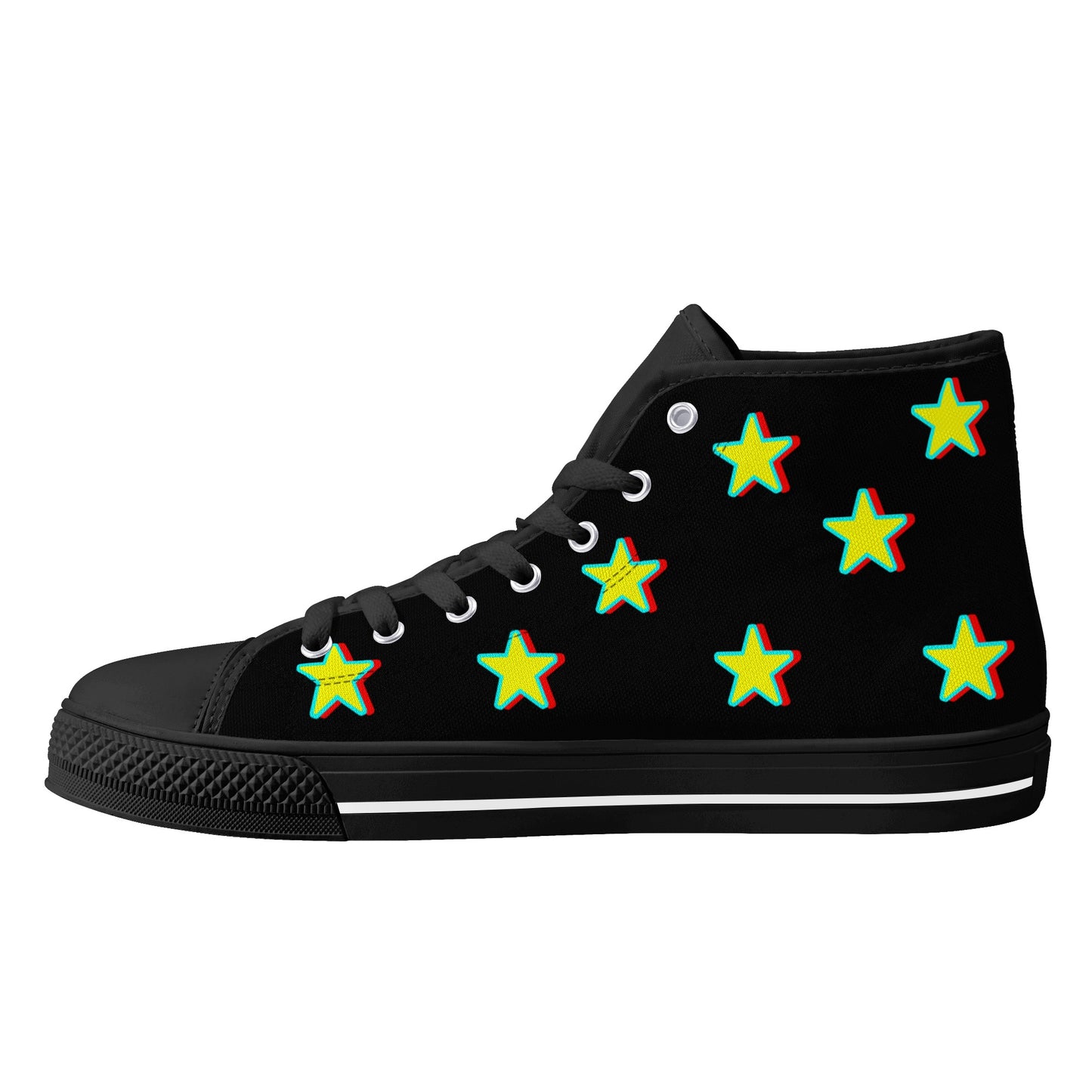 Star Gang Mens  Black Embroidered High Top Star Kicks