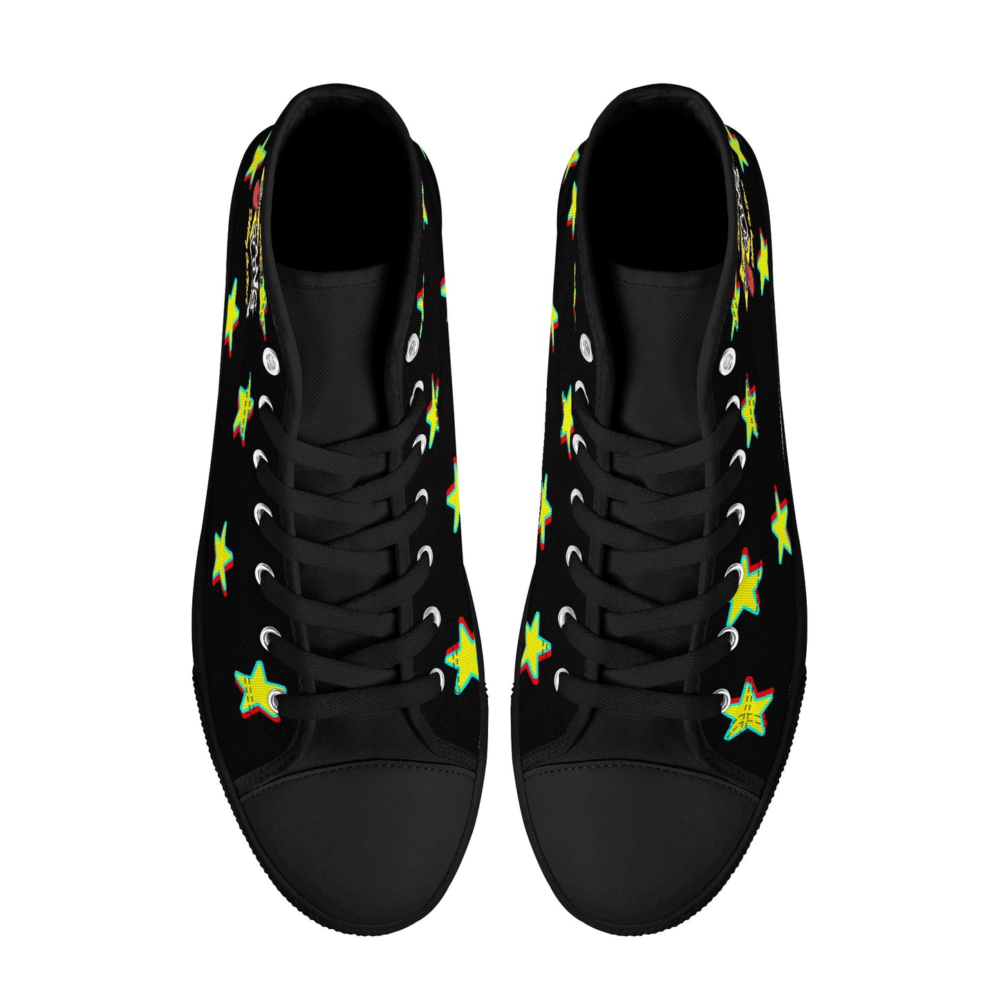 Star Gang Mens  Black Embroidered High Top Star Kicks