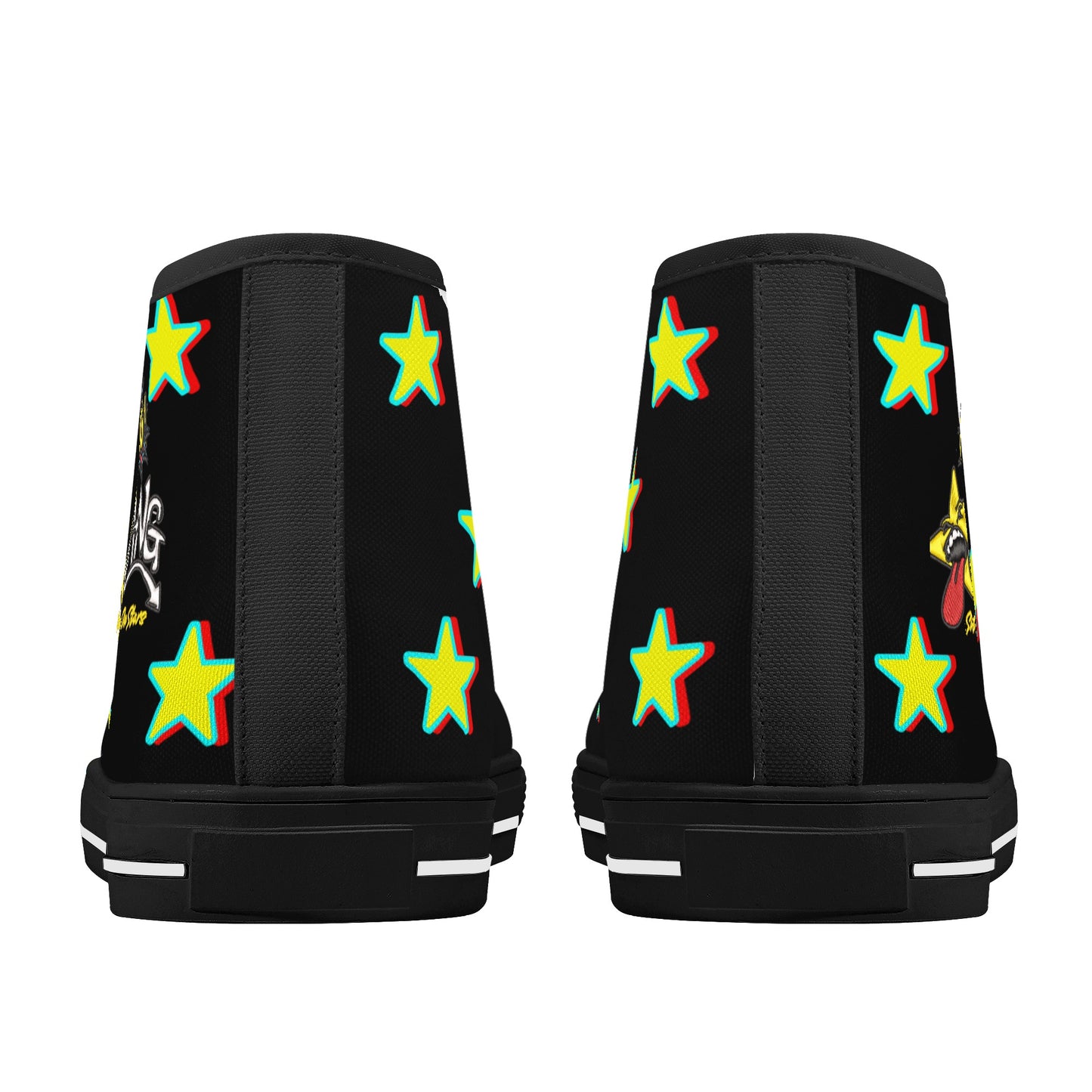 Star Gang Mens  Black Embroidered High Top Star Kicks