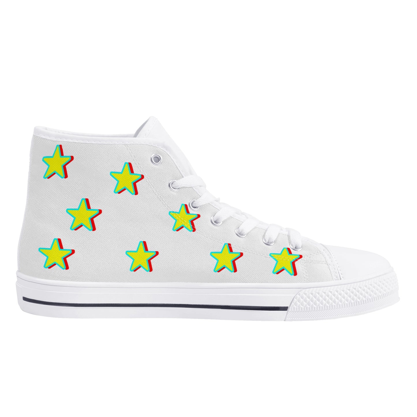 Star Gang Mens White Embroidered High Top Star Kicks