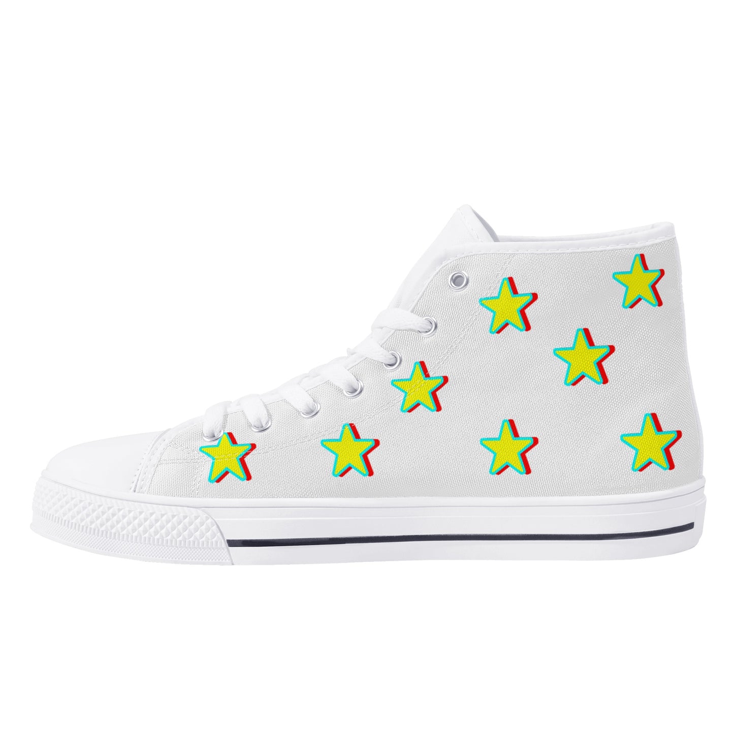 Star Gang Mens White Embroidered High Top Star Kicks