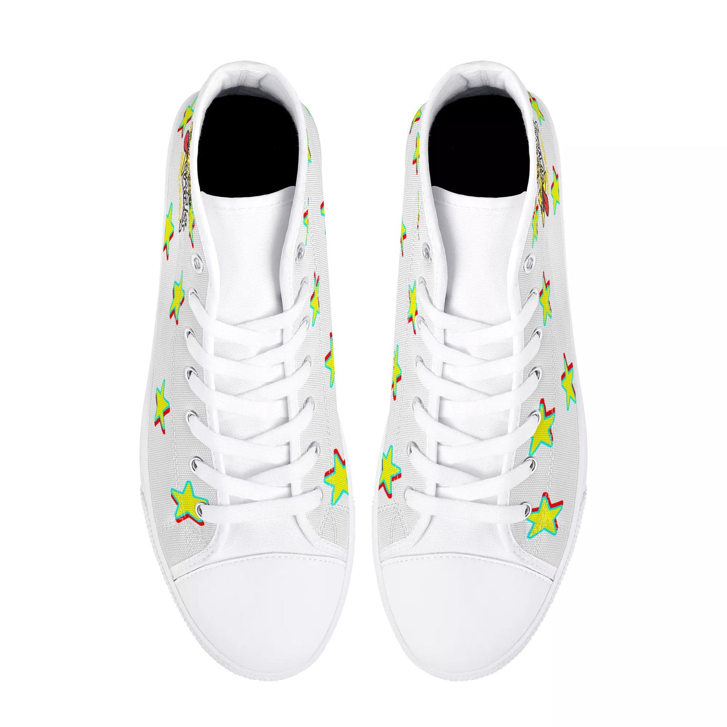 Star Gang Mens White Embroidered High Top Star Kicks