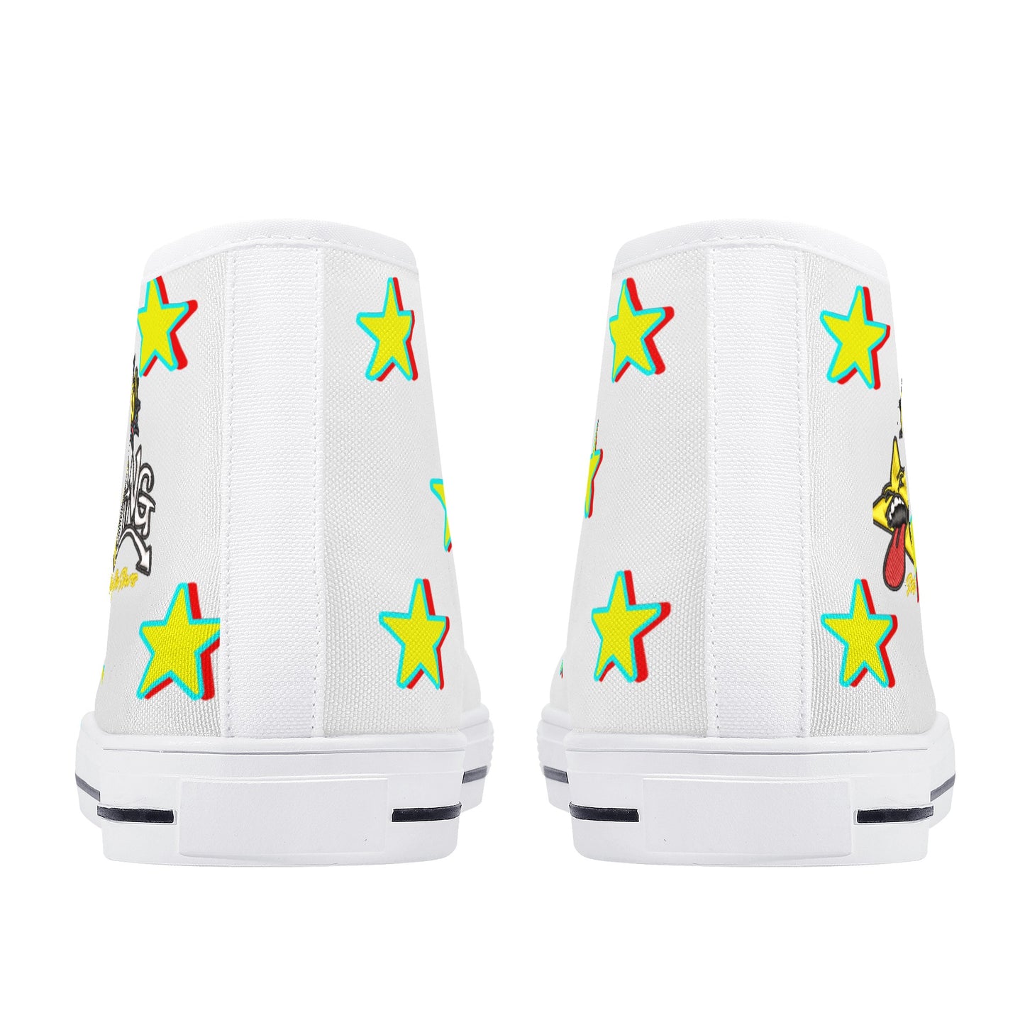 Star Gang Mens White Embroidered High Top Star Kicks