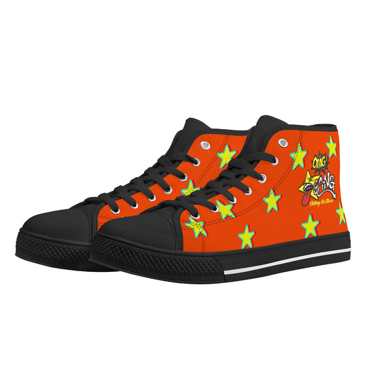 Star Gang Mens Dark Orange Embroidered High Top Star Kicks