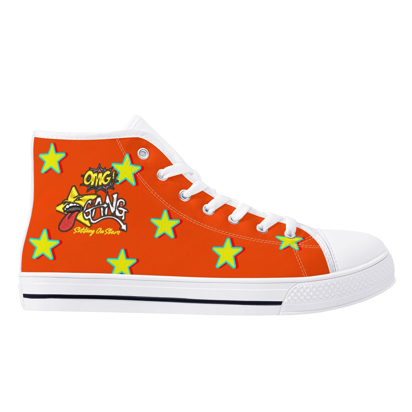 Star Gang Mens Dark Orange Embroidered High Top Star Kicks