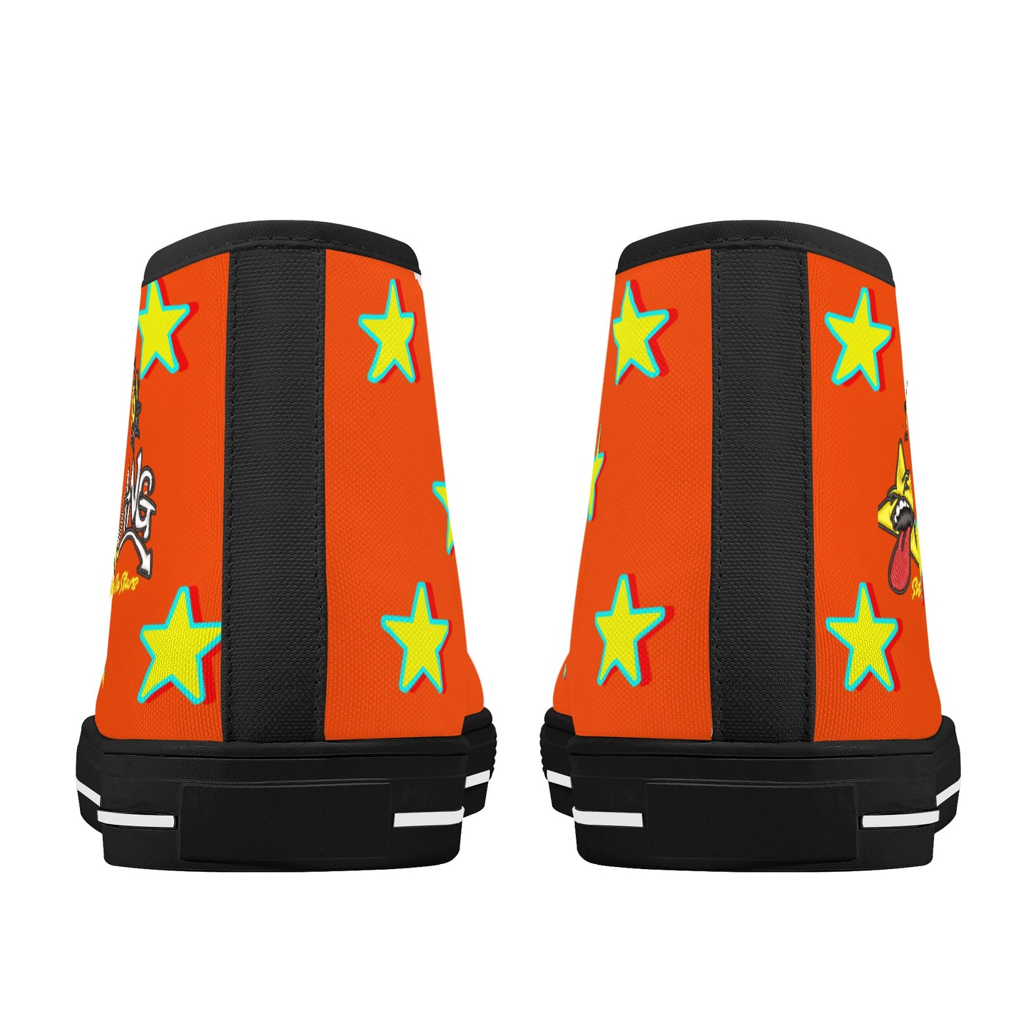 Star Gang Mens Dark Orange Embroidered High Top Star Kicks