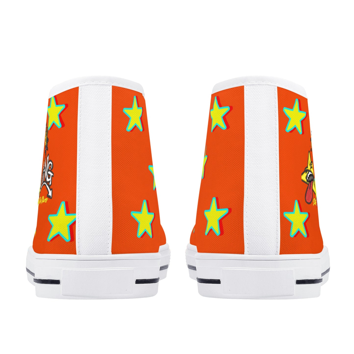 Star Gang Mens Dark Orange Embroidered High Top Star Kicks