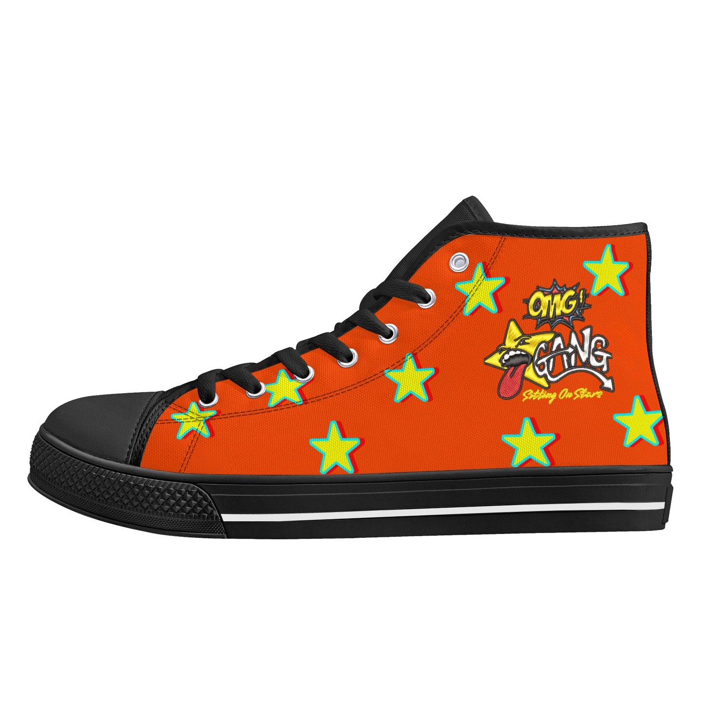 Star Gang Mens Dark Orange Embroidered High Top Star Kicks