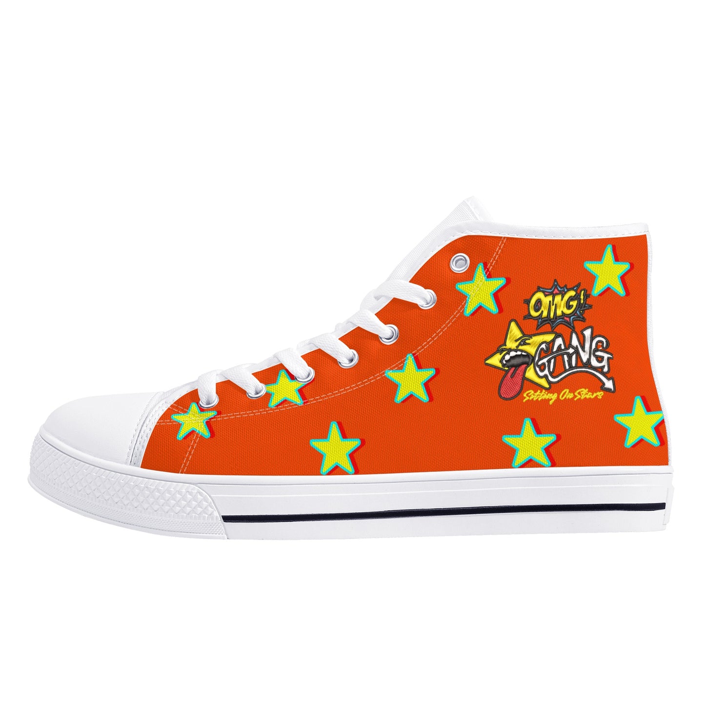 Star Gang Mens Dark Orange Embroidered High Top Star Kicks