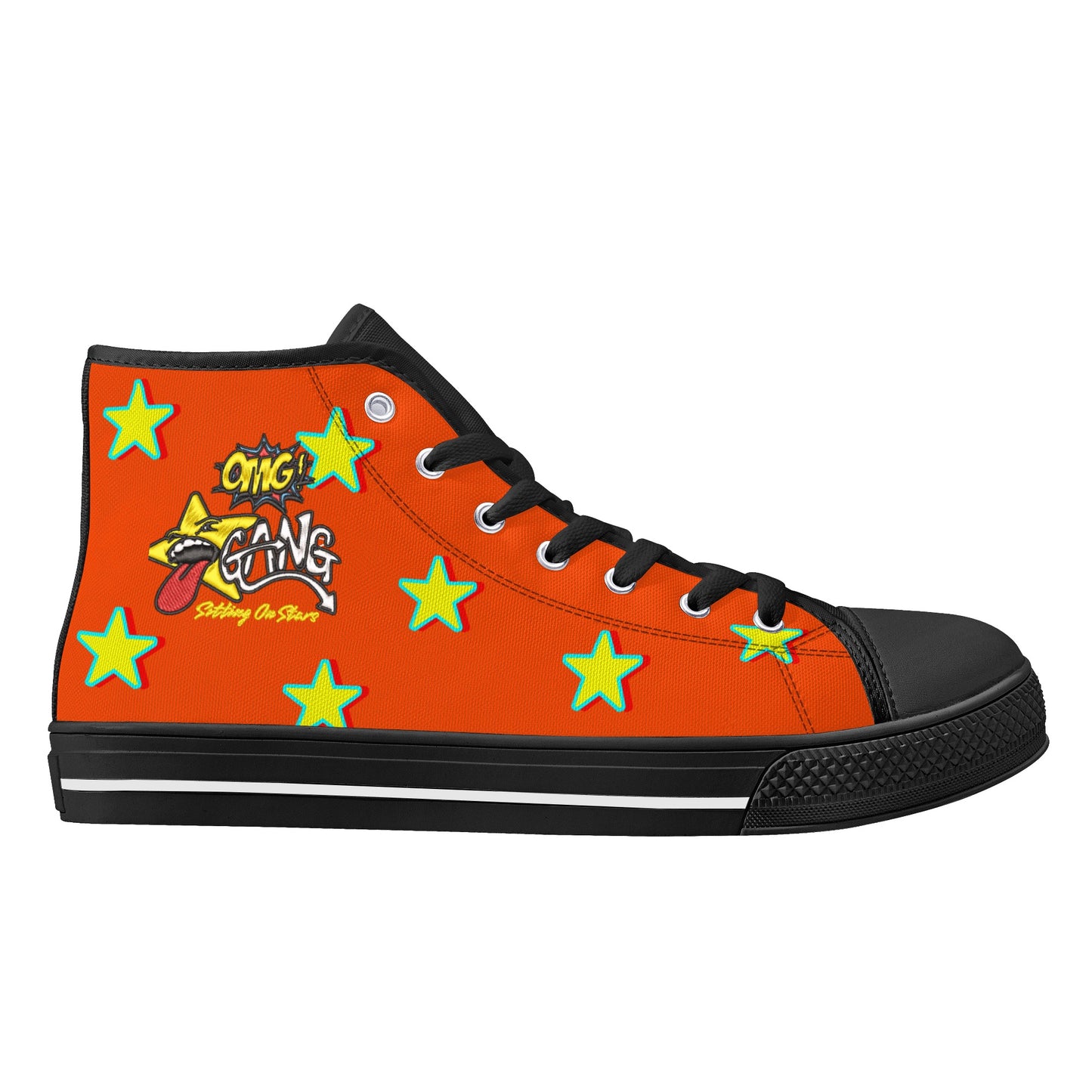 Star Gang Mens Dark Orange Embroidered High Top Star Kicks