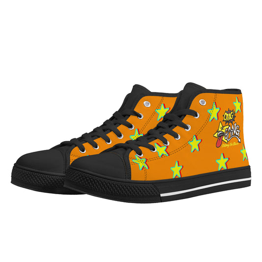 Star Gang Mens Orange Embroidered High Top Star Kicks