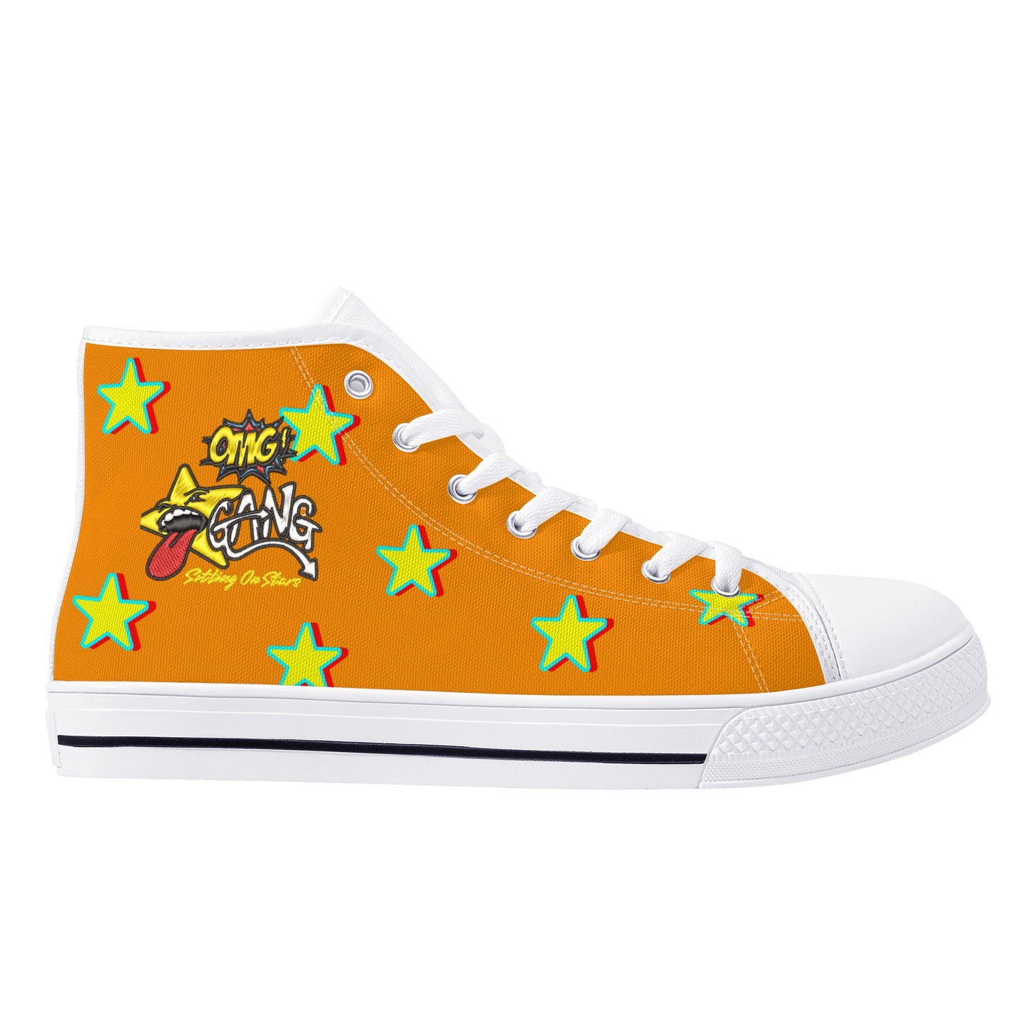 Star Gang Mens Orange Embroidered High Top Star Kicks