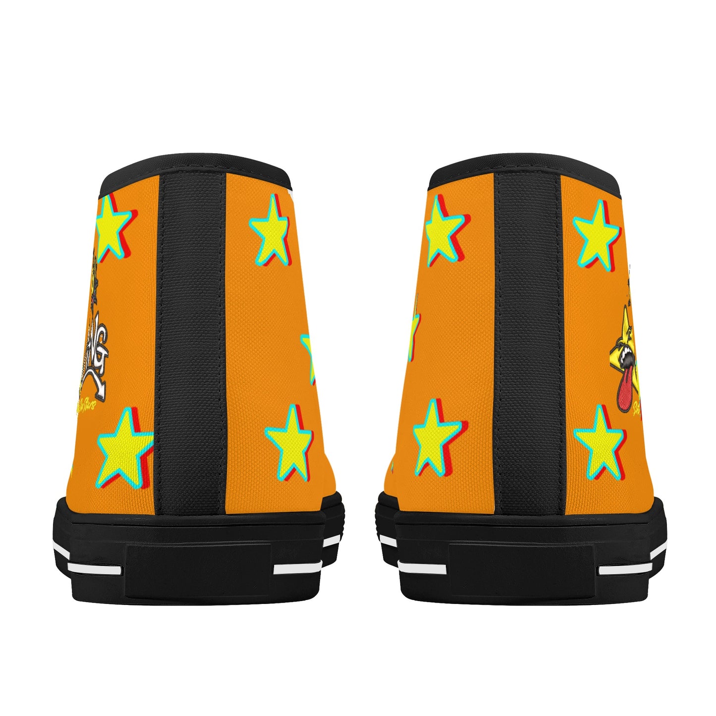 Star Gang Mens Orange Embroidered High Top Star Kicks