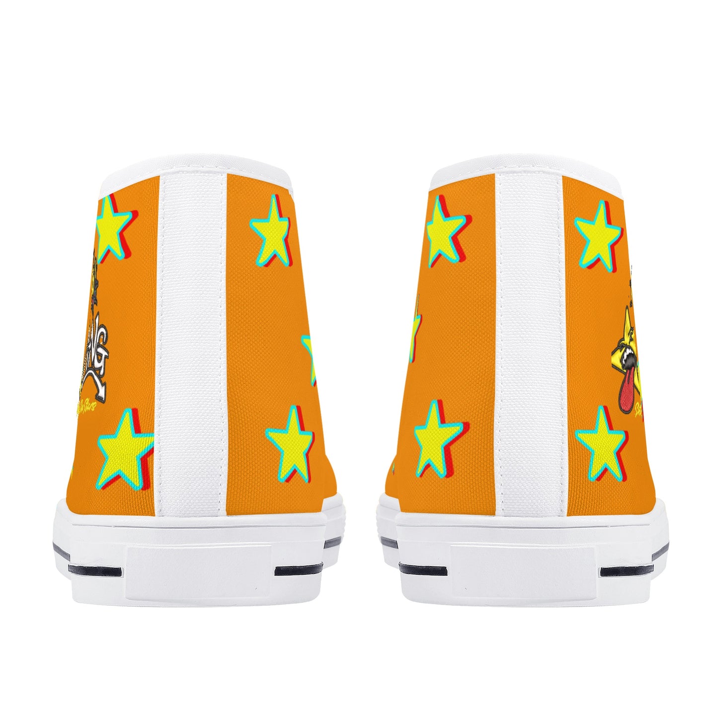 Star Gang Mens Orange Embroidered High Top Star Kicks