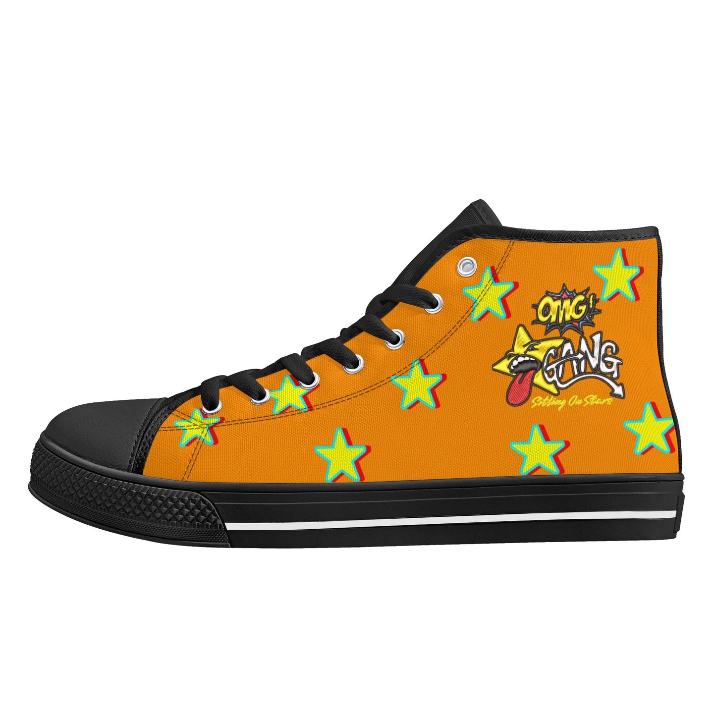 Star Gang Mens Orange Embroidered High Top Star Kicks