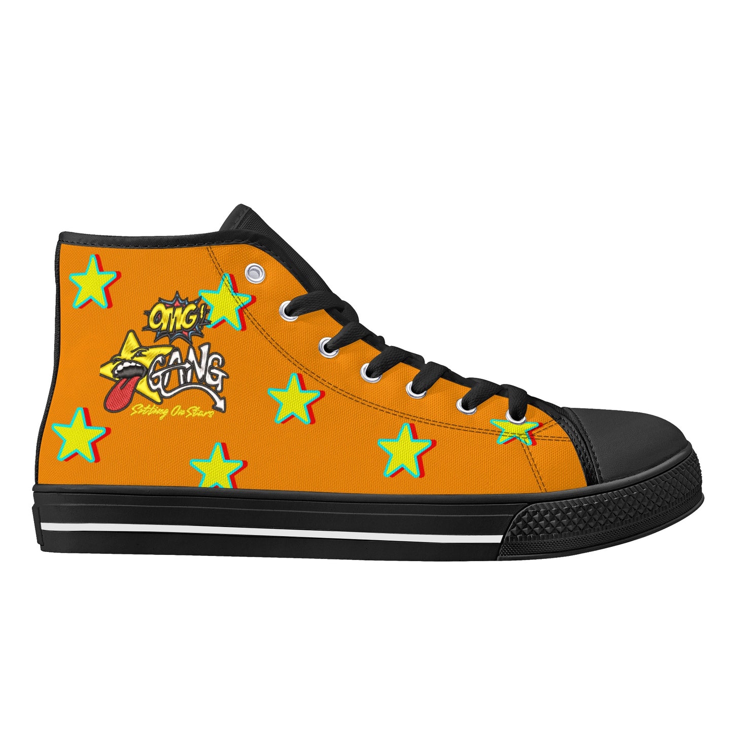 Star Gang Mens Orange Embroidered High Top Star Kicks