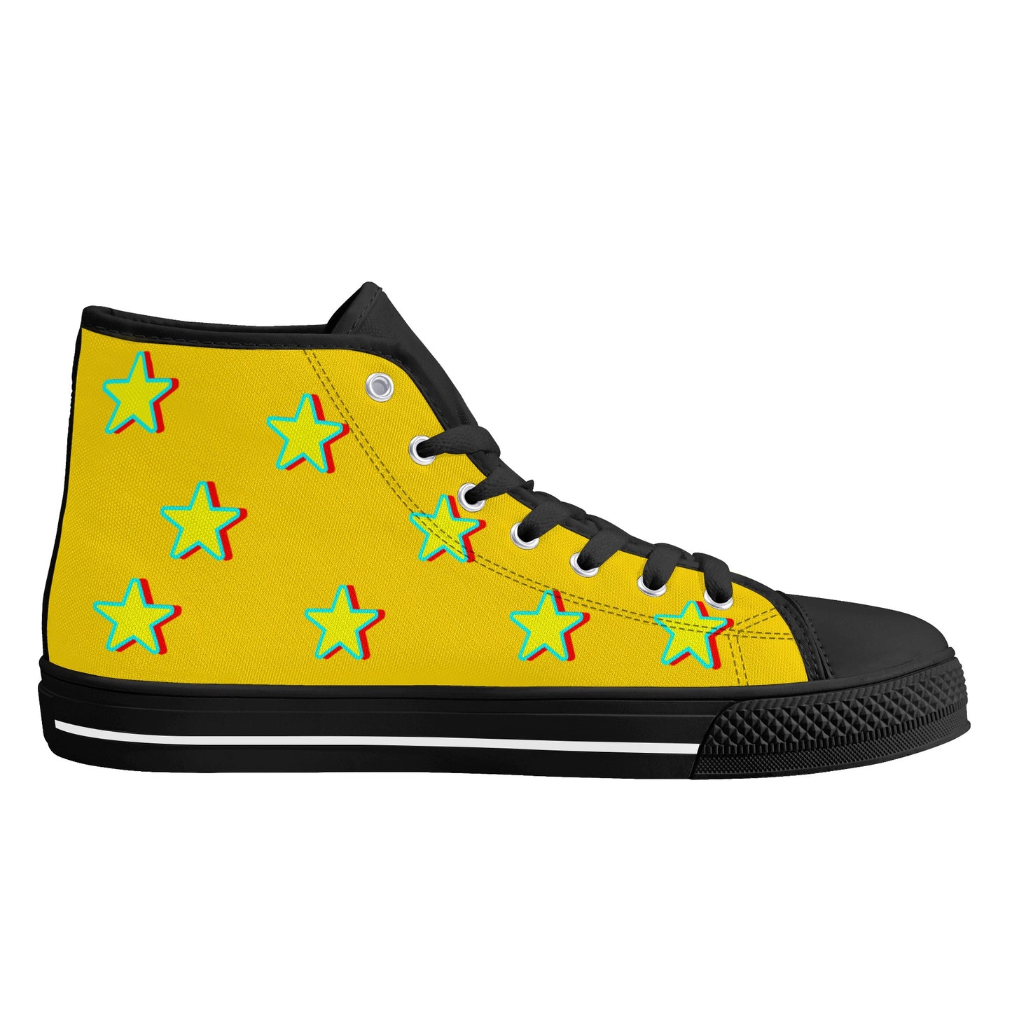 Star Gang Mens White Embroidered High Top Star Kicks