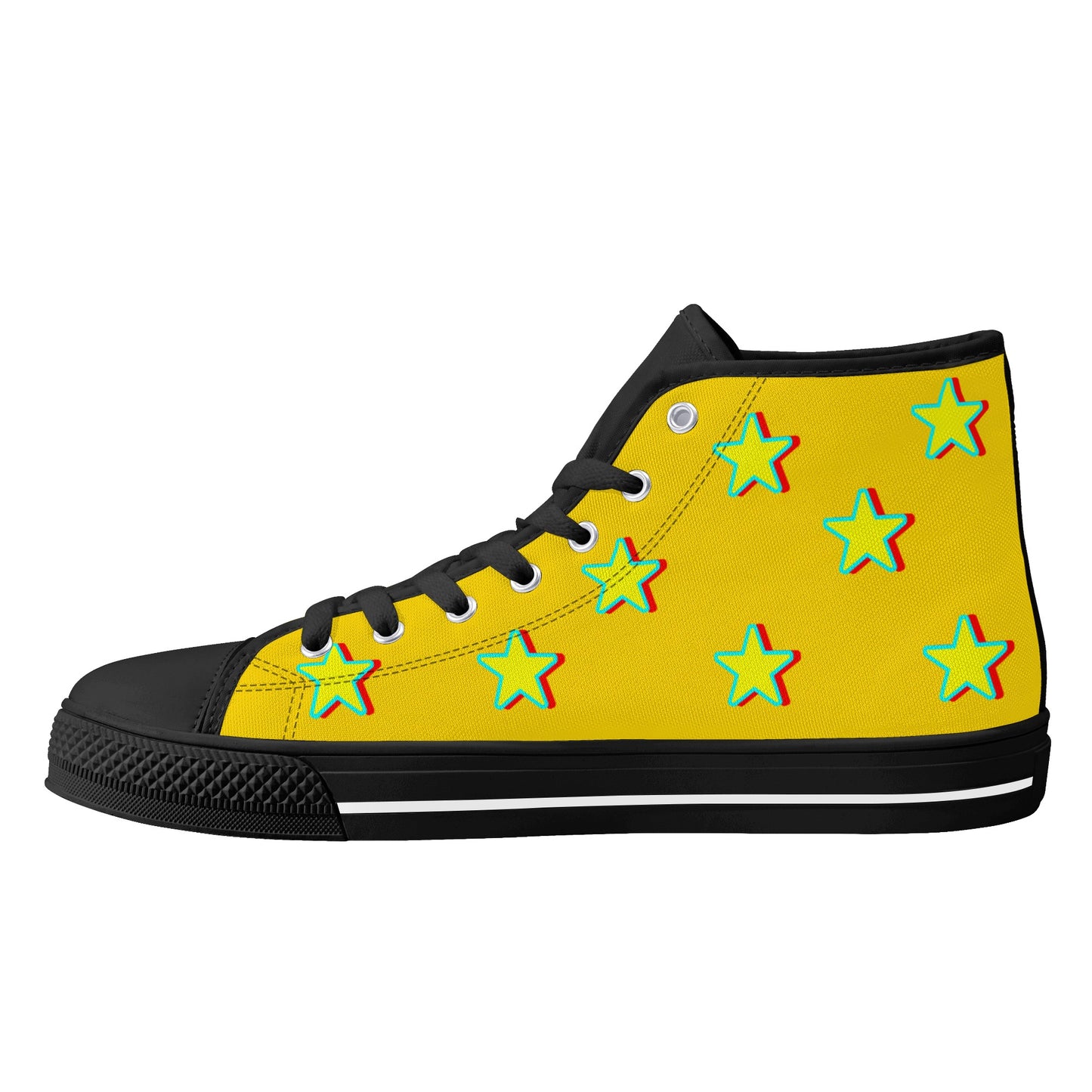 Star Gang Mens White Embroidered High Top Star Kicks