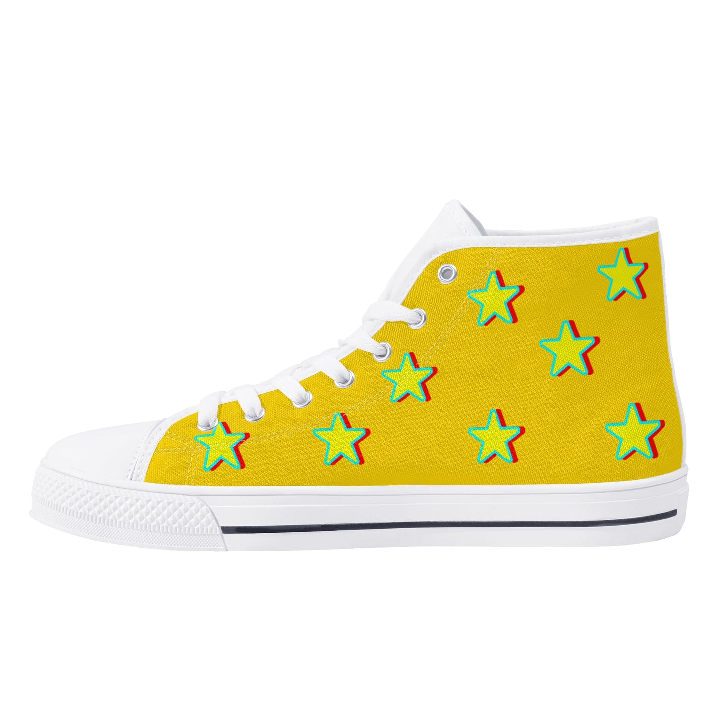 Star Gang Mens White Embroidered High Top Star Kicks