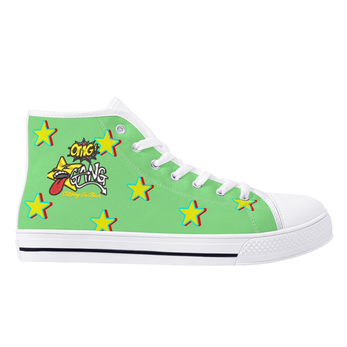 Star Gang Mens Mint Green Embroidered High Top Star Kicks