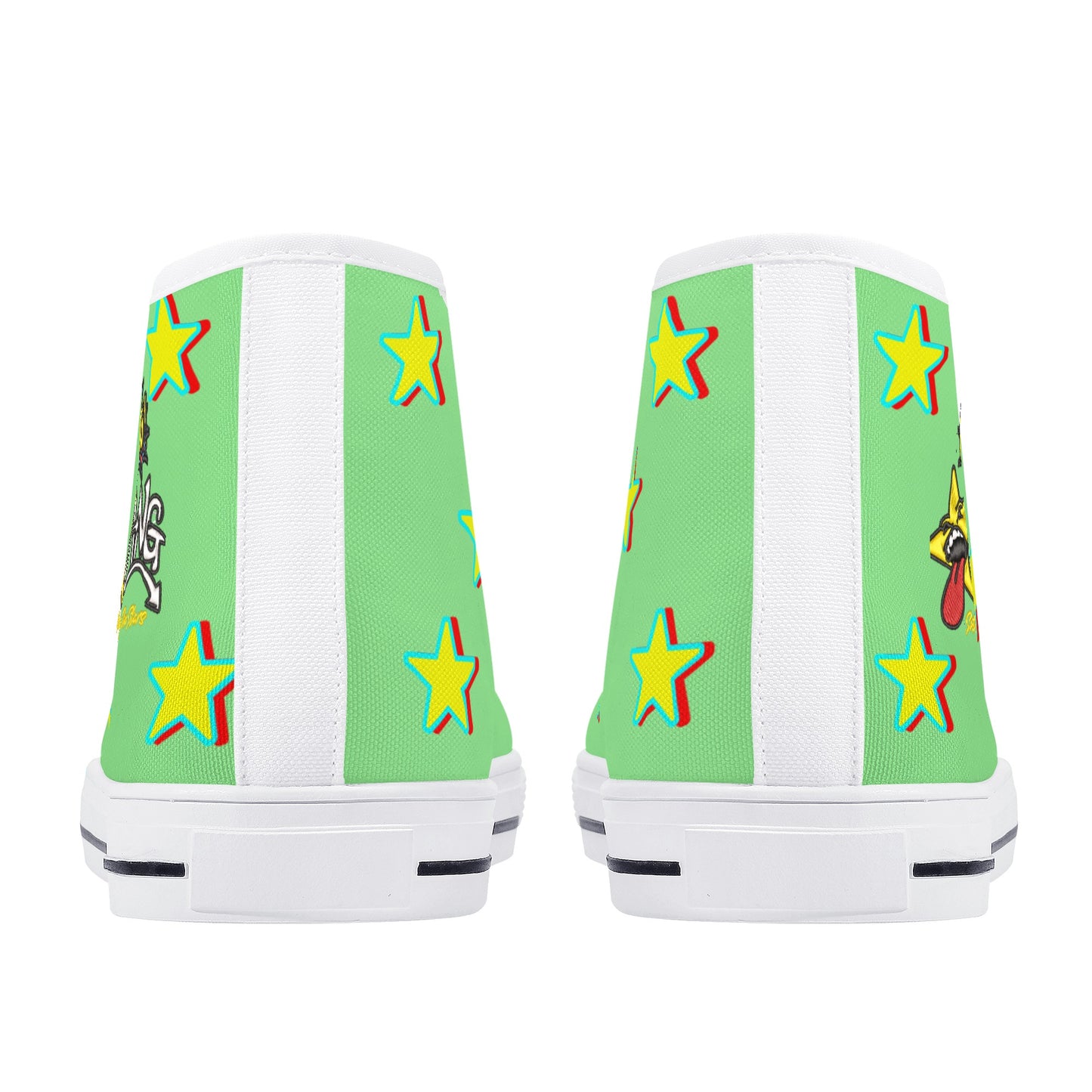 Star Gang Mens Mint Green Embroidered High Top Star Kicks